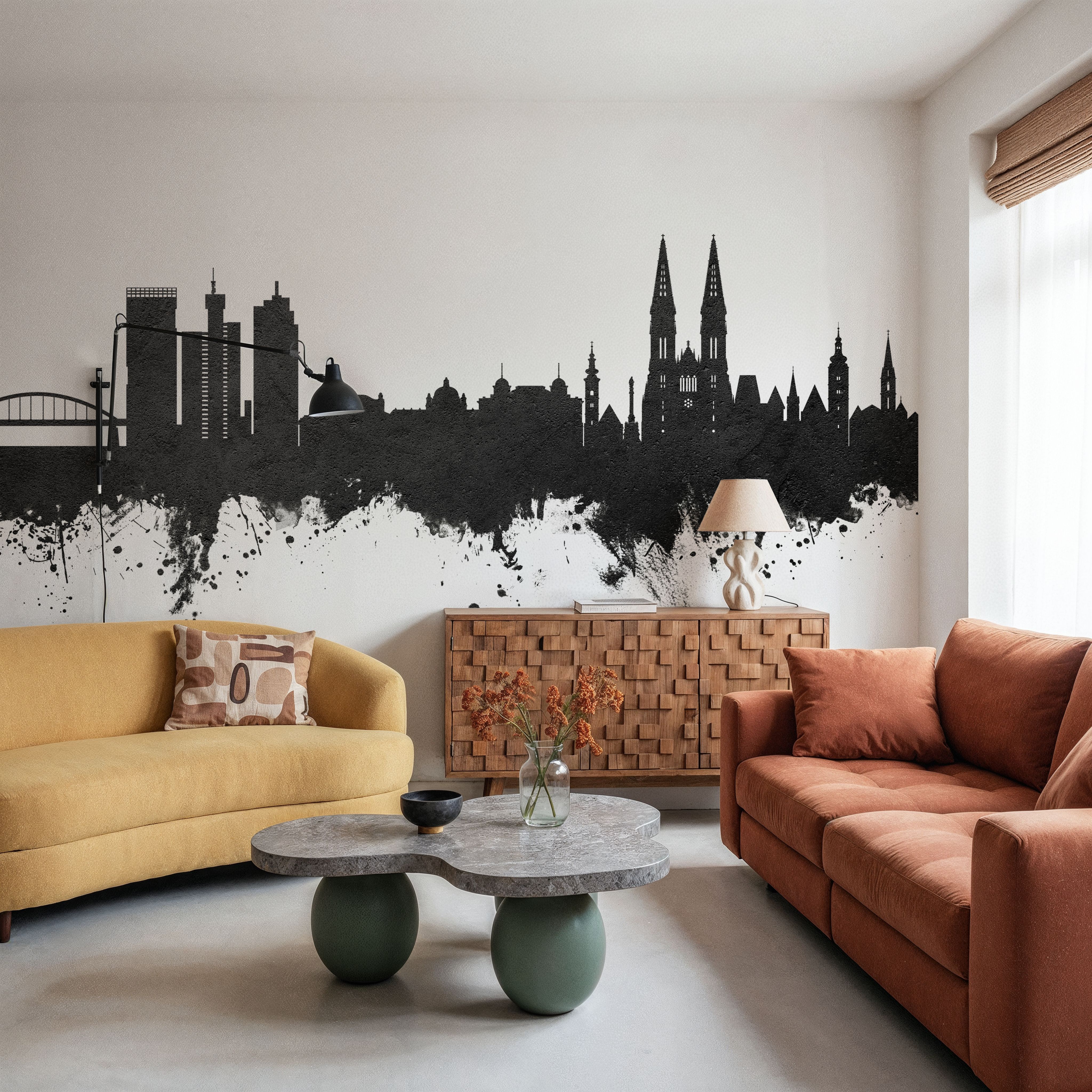 Zagreb Croatia Skyline Black & White