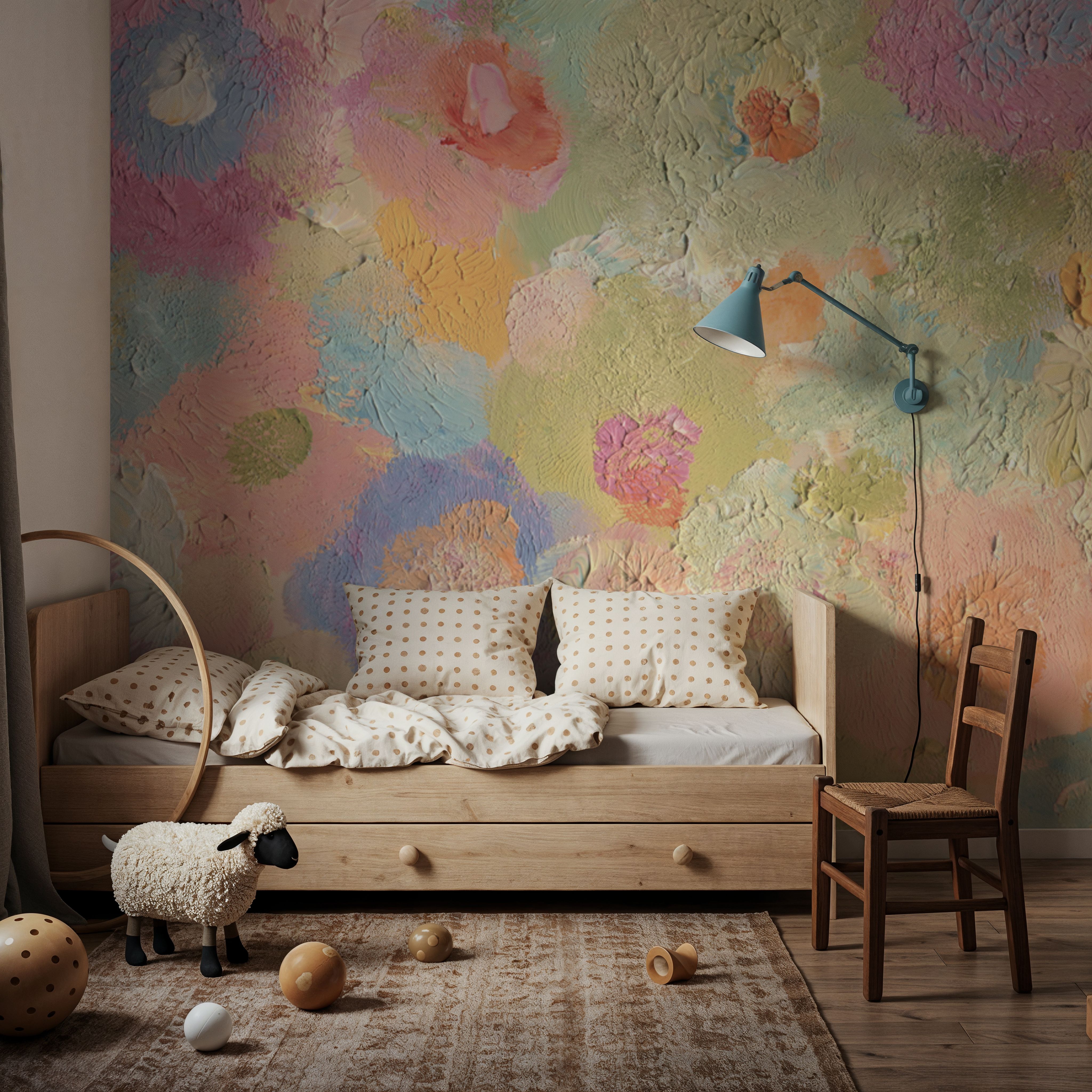 Happy Oil Painted Flowers, Warm Pink