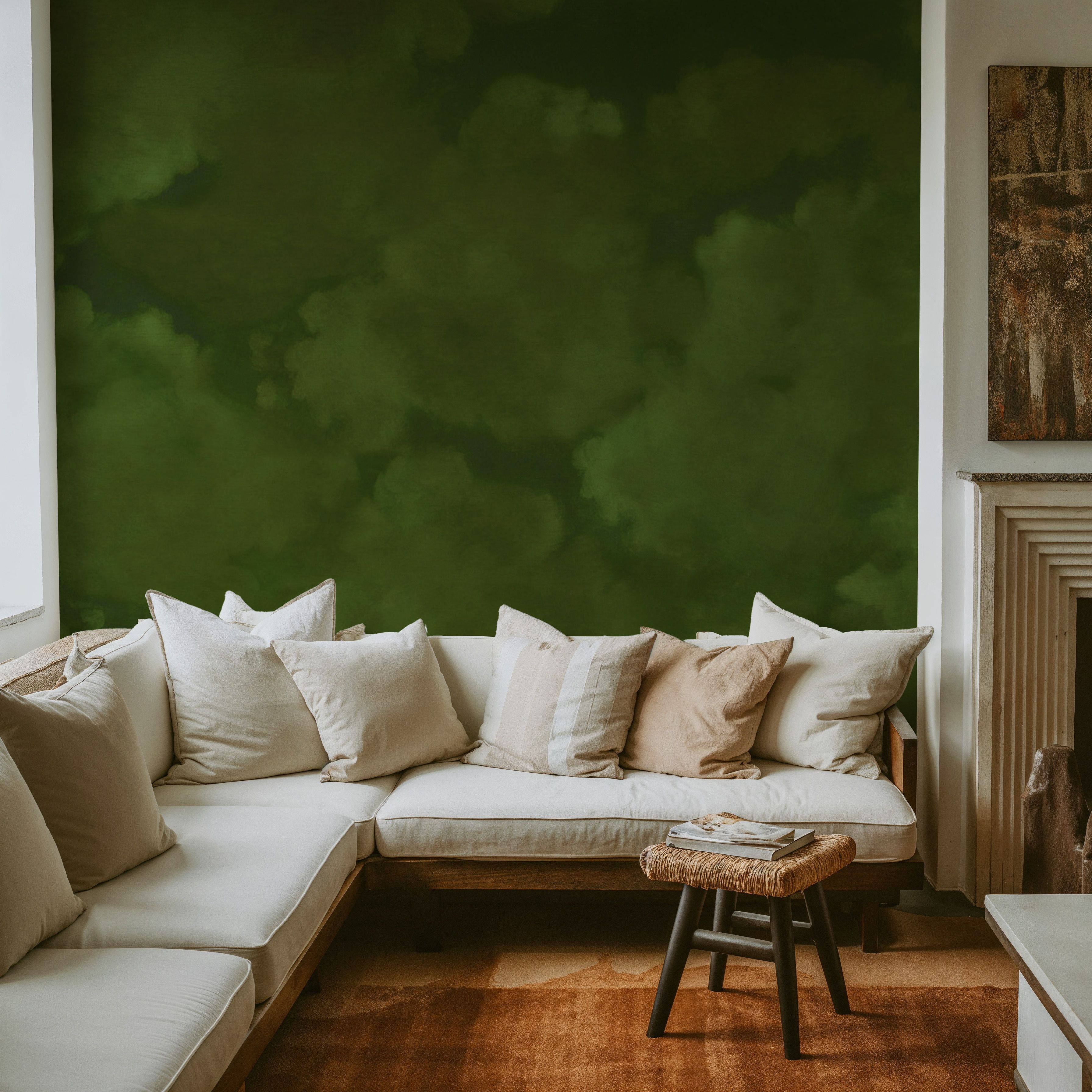 Painted Dreamy Clouds, Dill Green