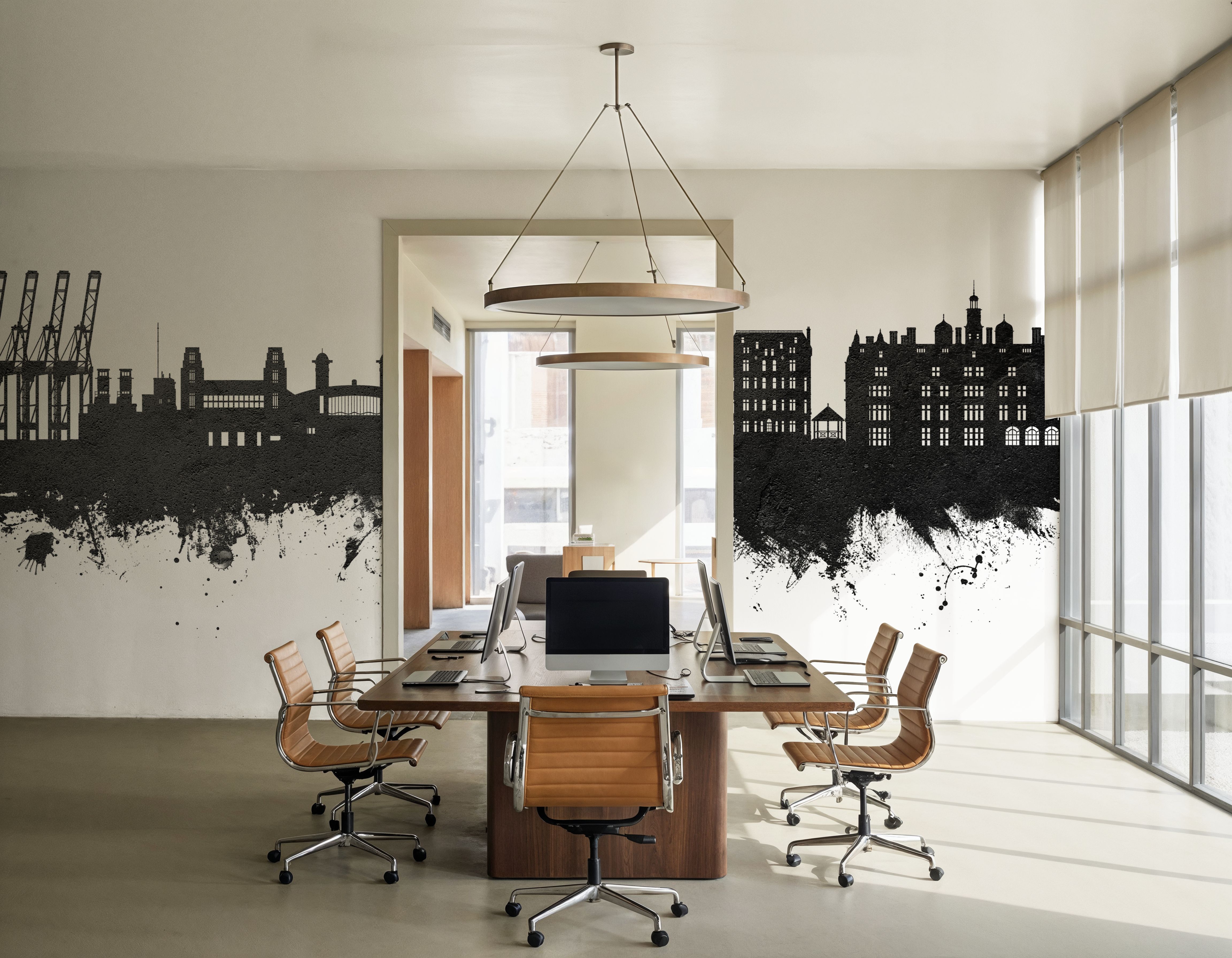 Felixstowe England Skyline Black & White