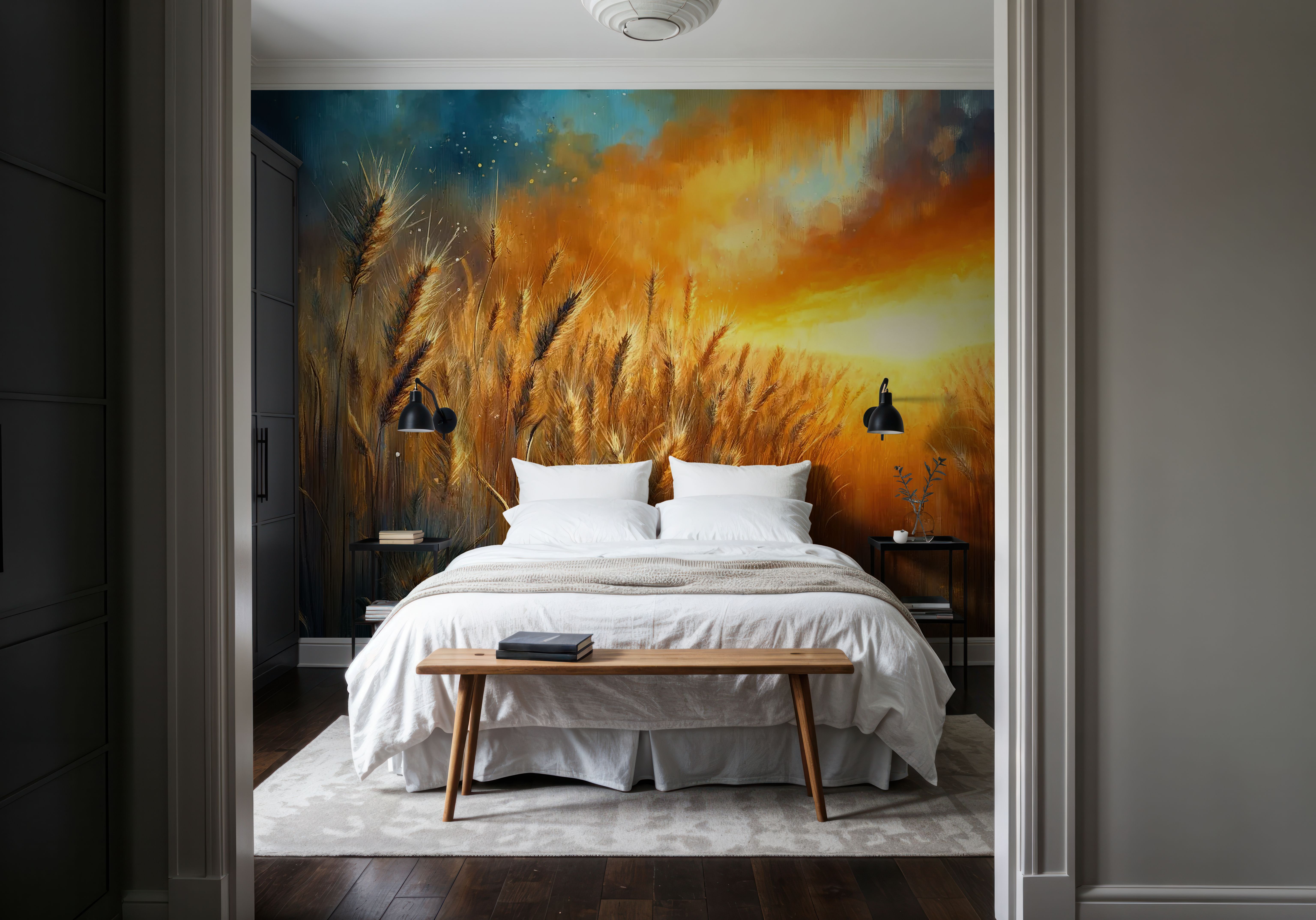 Wheat Field at a Radiant Sunset