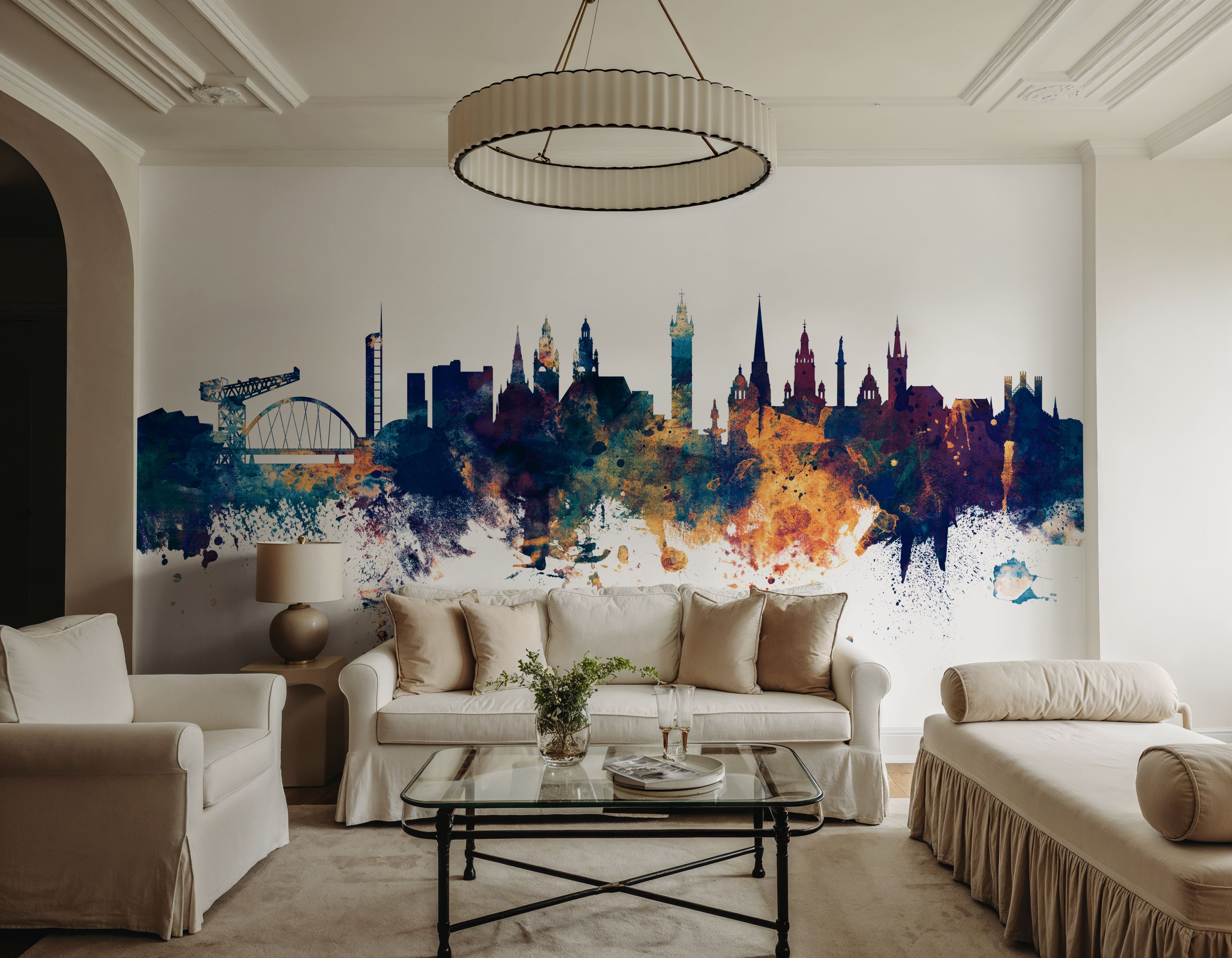 Glasgow Scotland Skyline Blue & Bronze