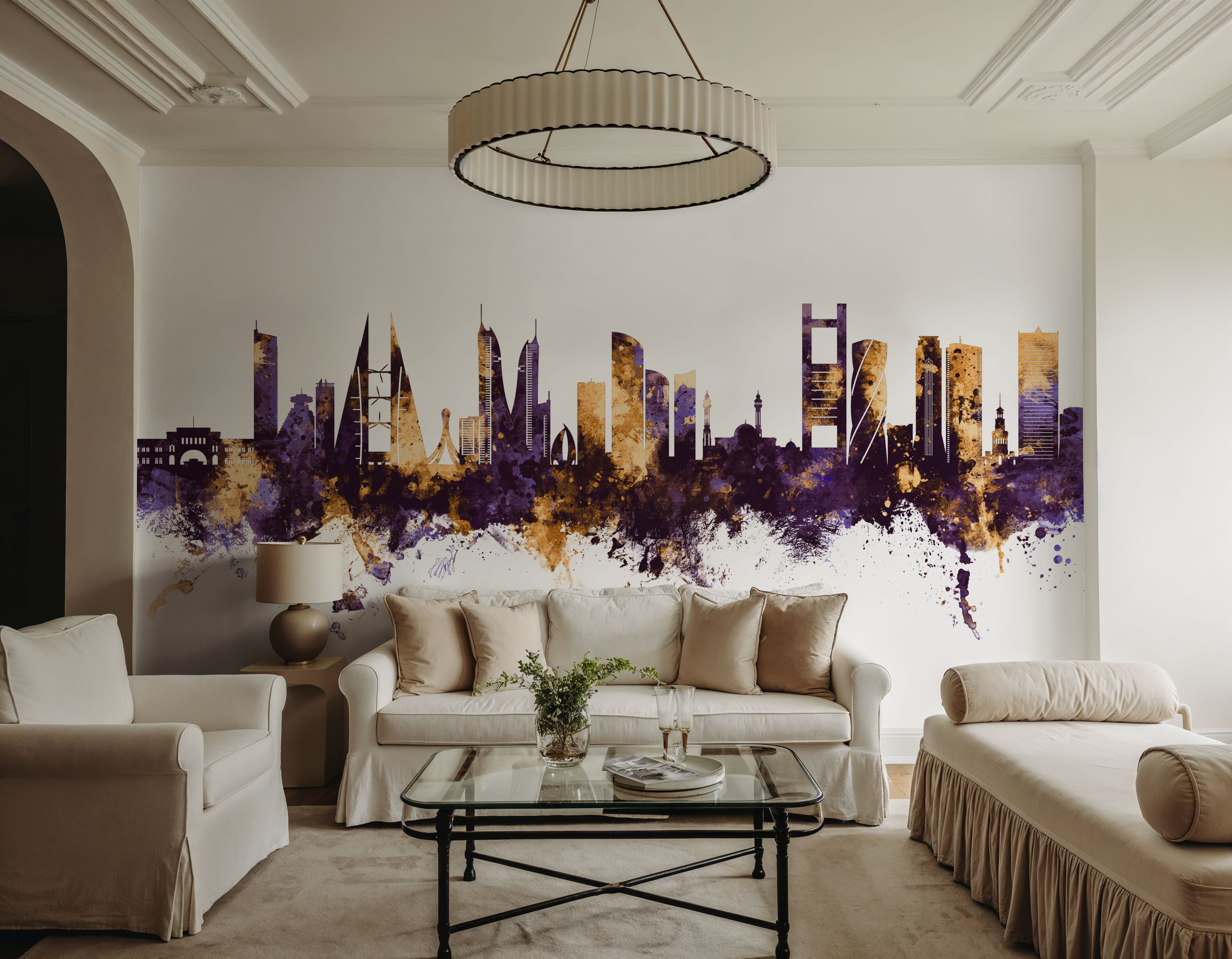 Manama Skyline Purple & Gold