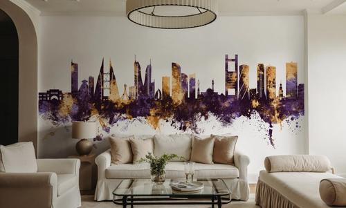 Manama Skyline Purple & Gold