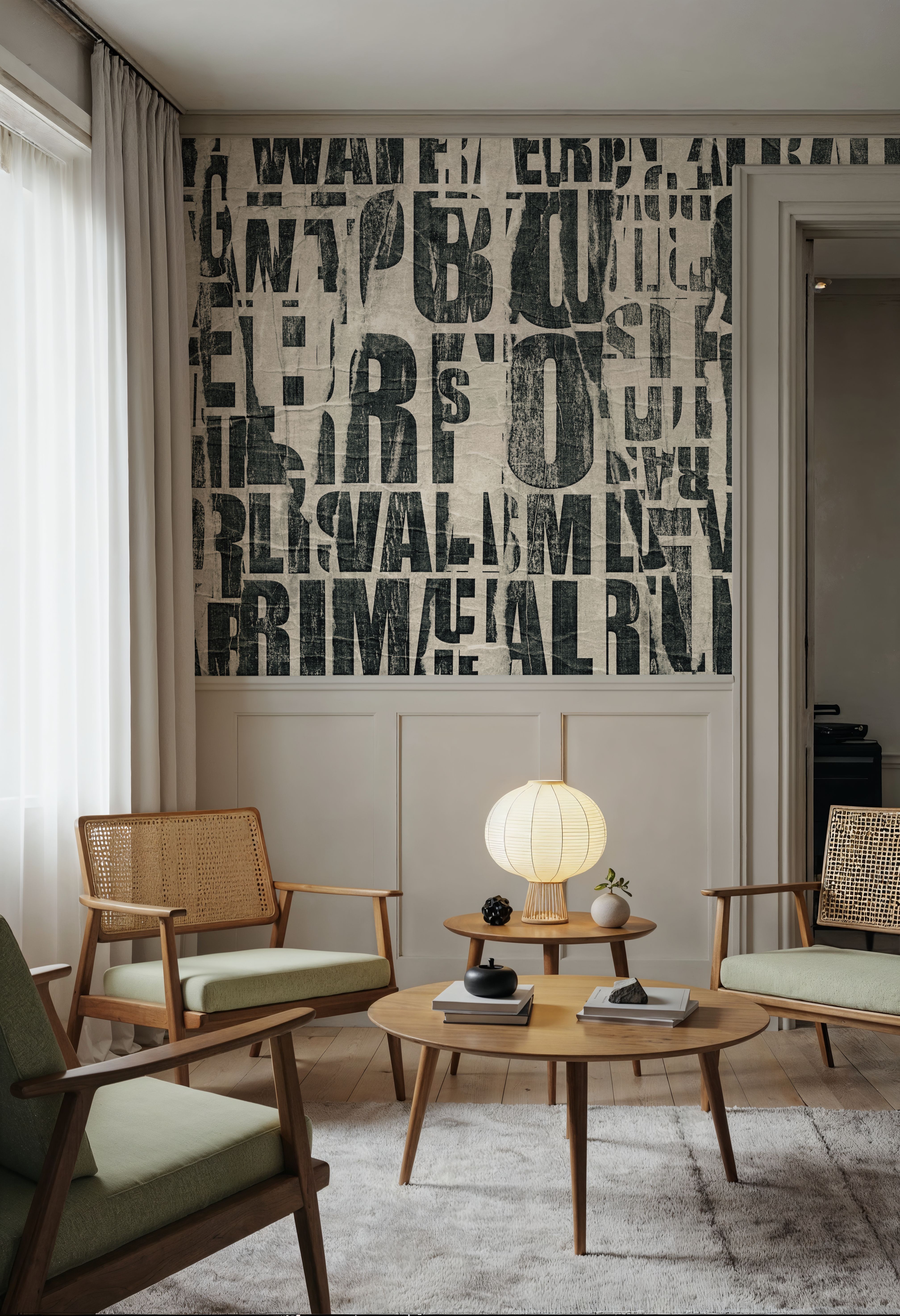 Letterpress Vintage Newspaper Collage, Black
