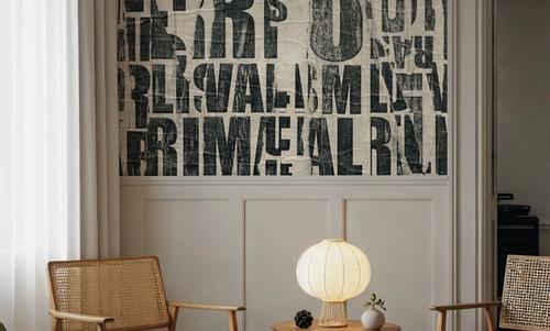 Letterpress Vintage Newspaper Collage, Black