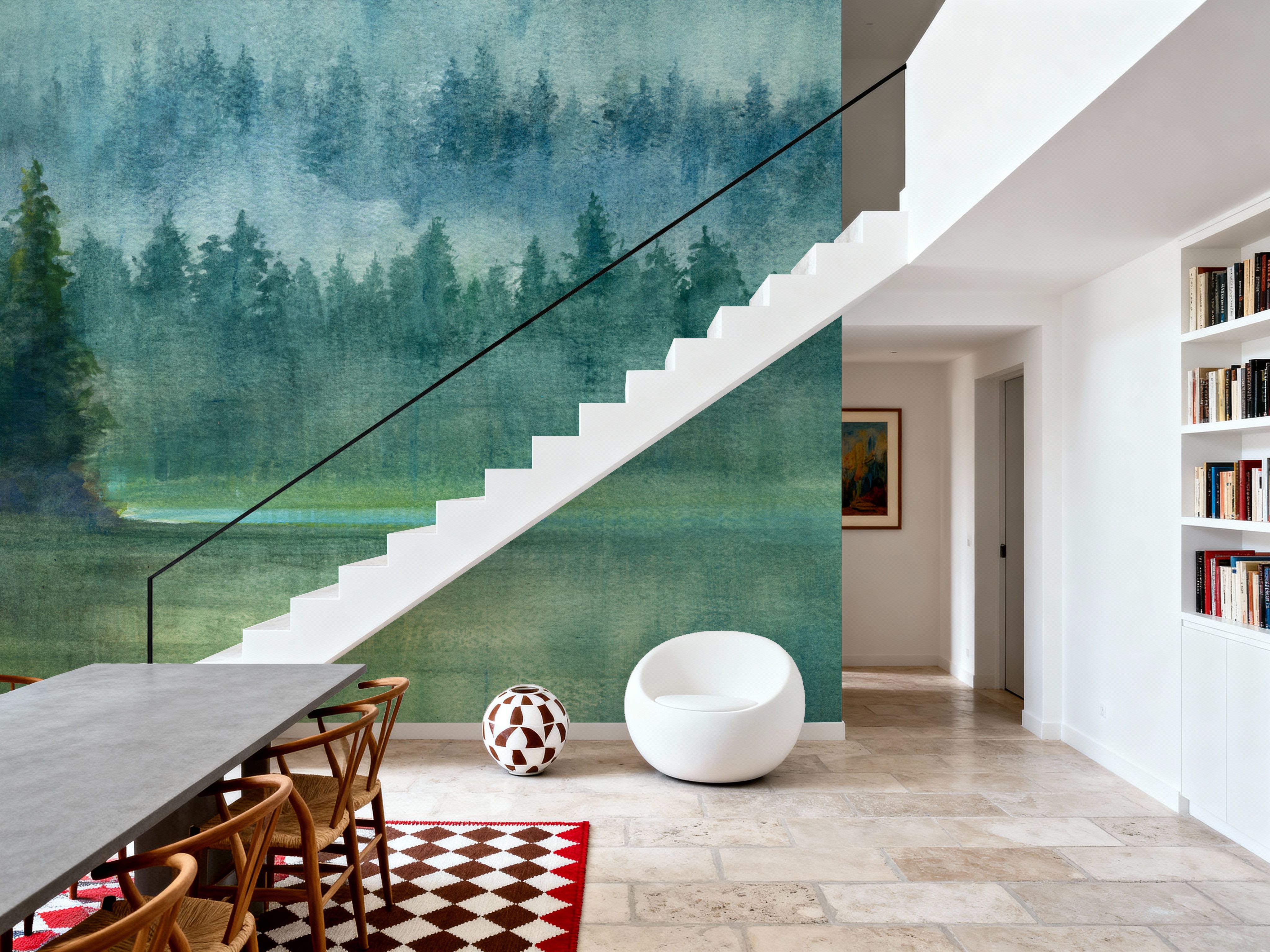 Wall Mural - Green Point - Forest Landscapes mural wallpaper - Dining Room - Wallism US - Premium, Textured or Peel & Stick