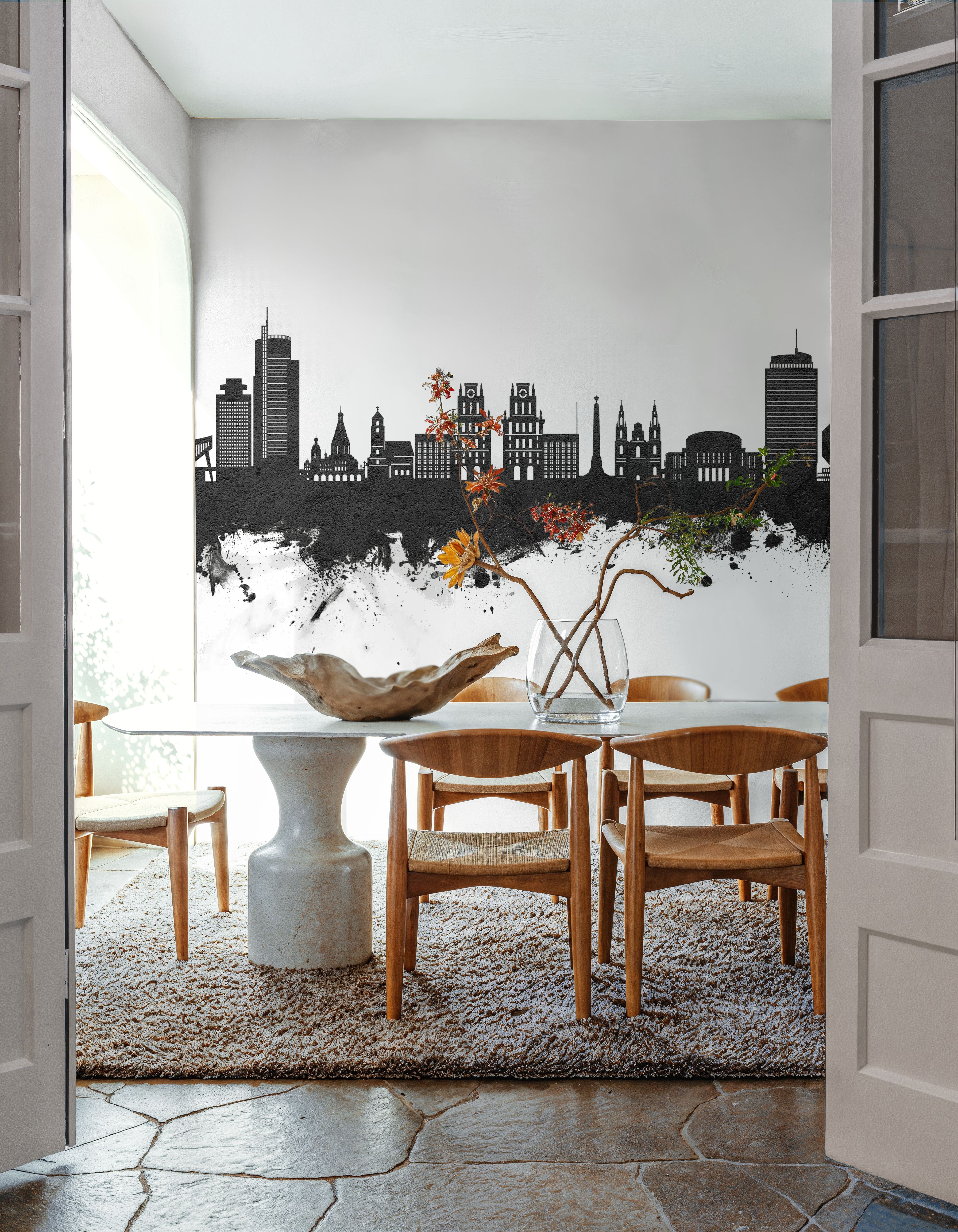 Minsk Belarus Skyline Black & White