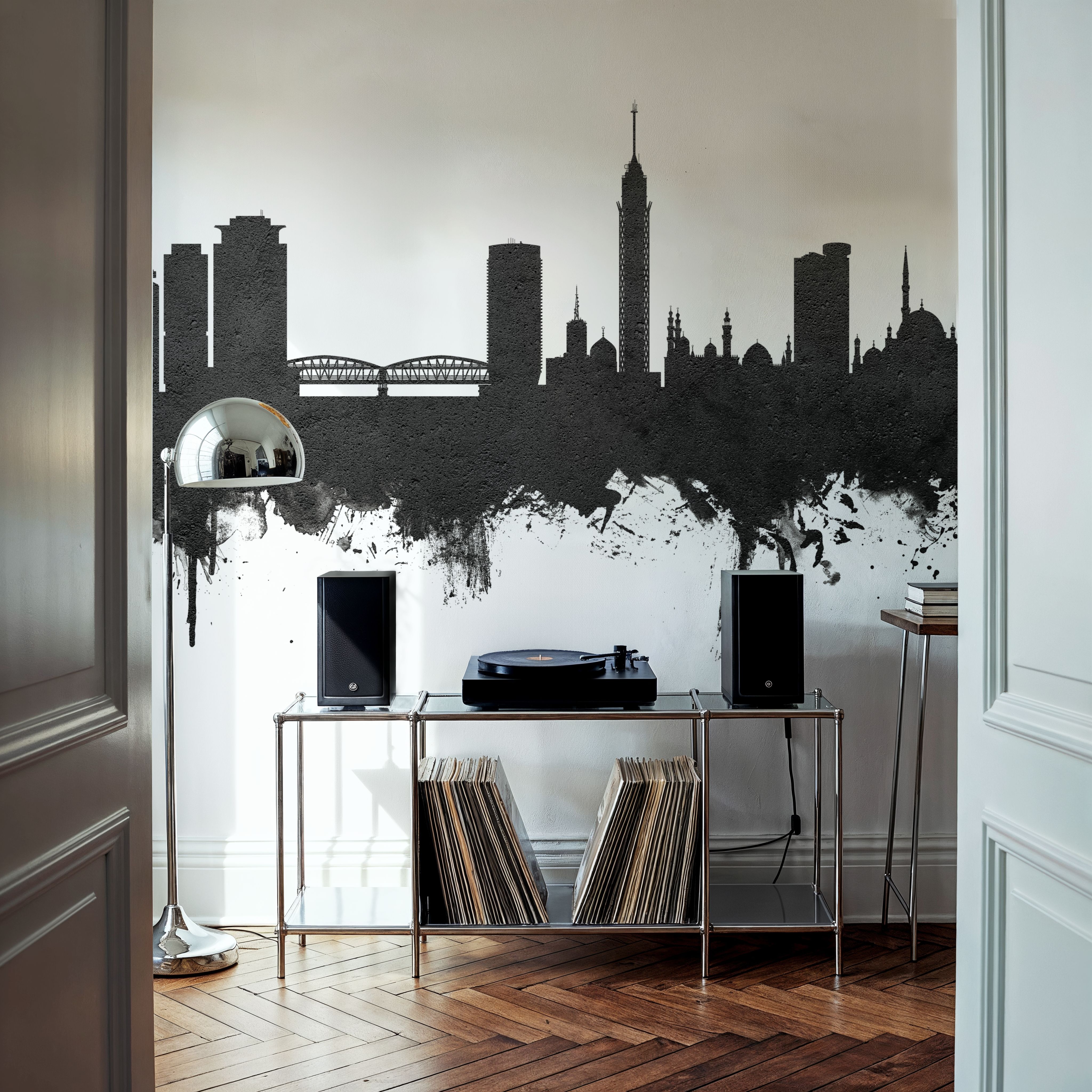 Cairo Egypt Skyline Black & White