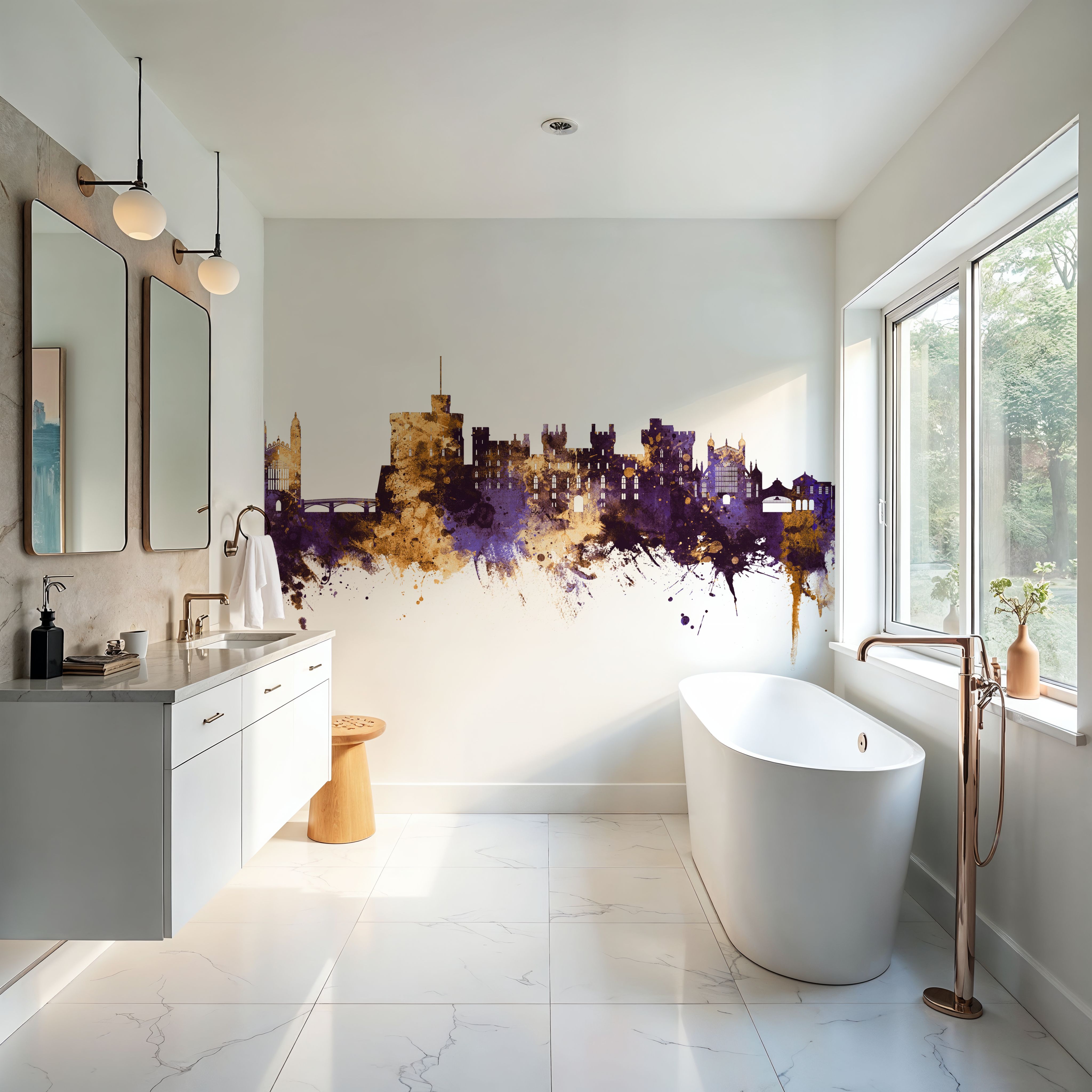 Windsor England Skyline Purple & Gold