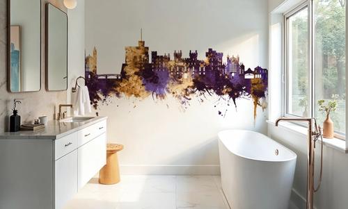 Windsor England Skyline Purple & Gold