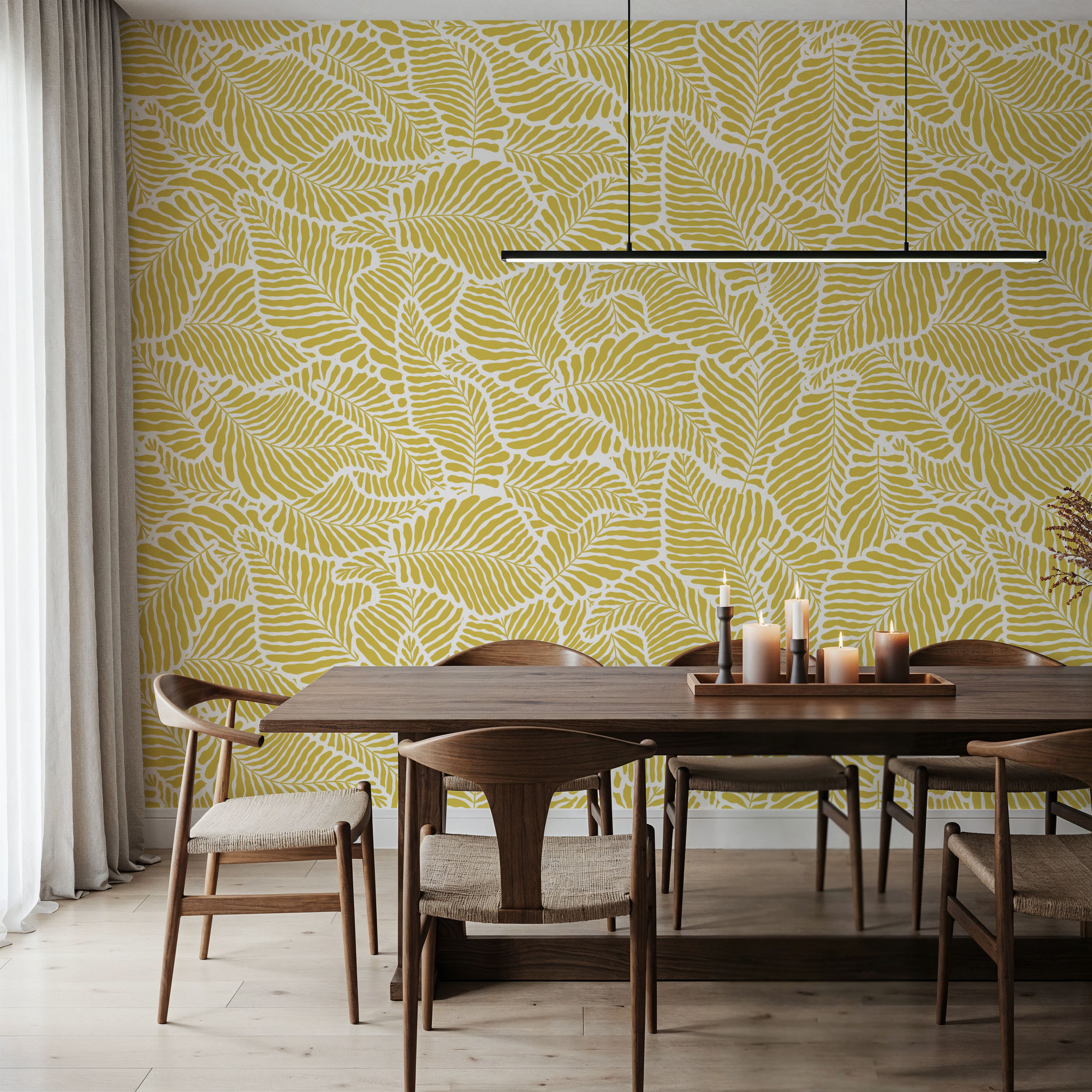 Fern Cut-Outs Pattern, Citrus, Wallpaper