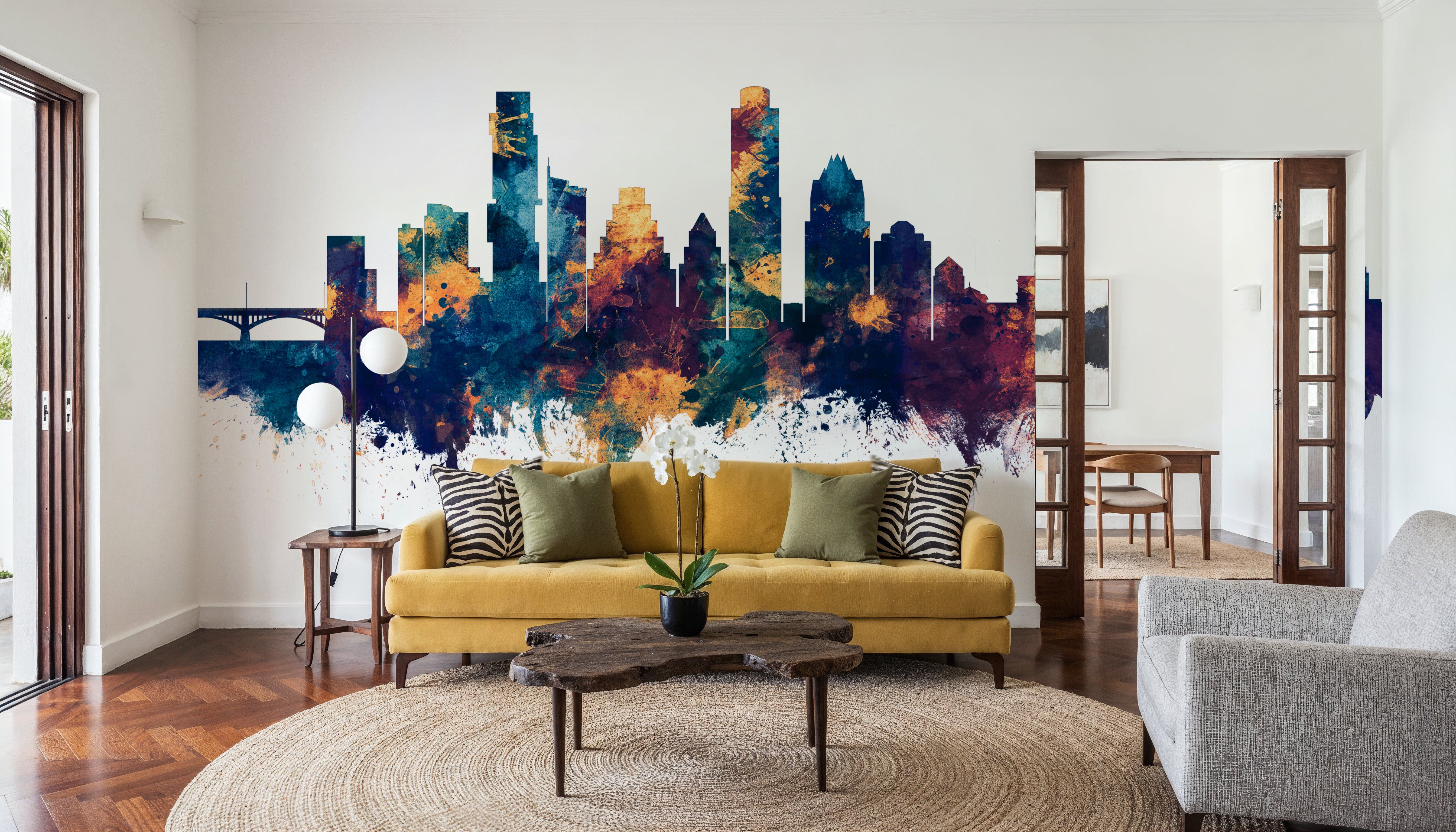 Austin Texas Skyline Blue & Bronze