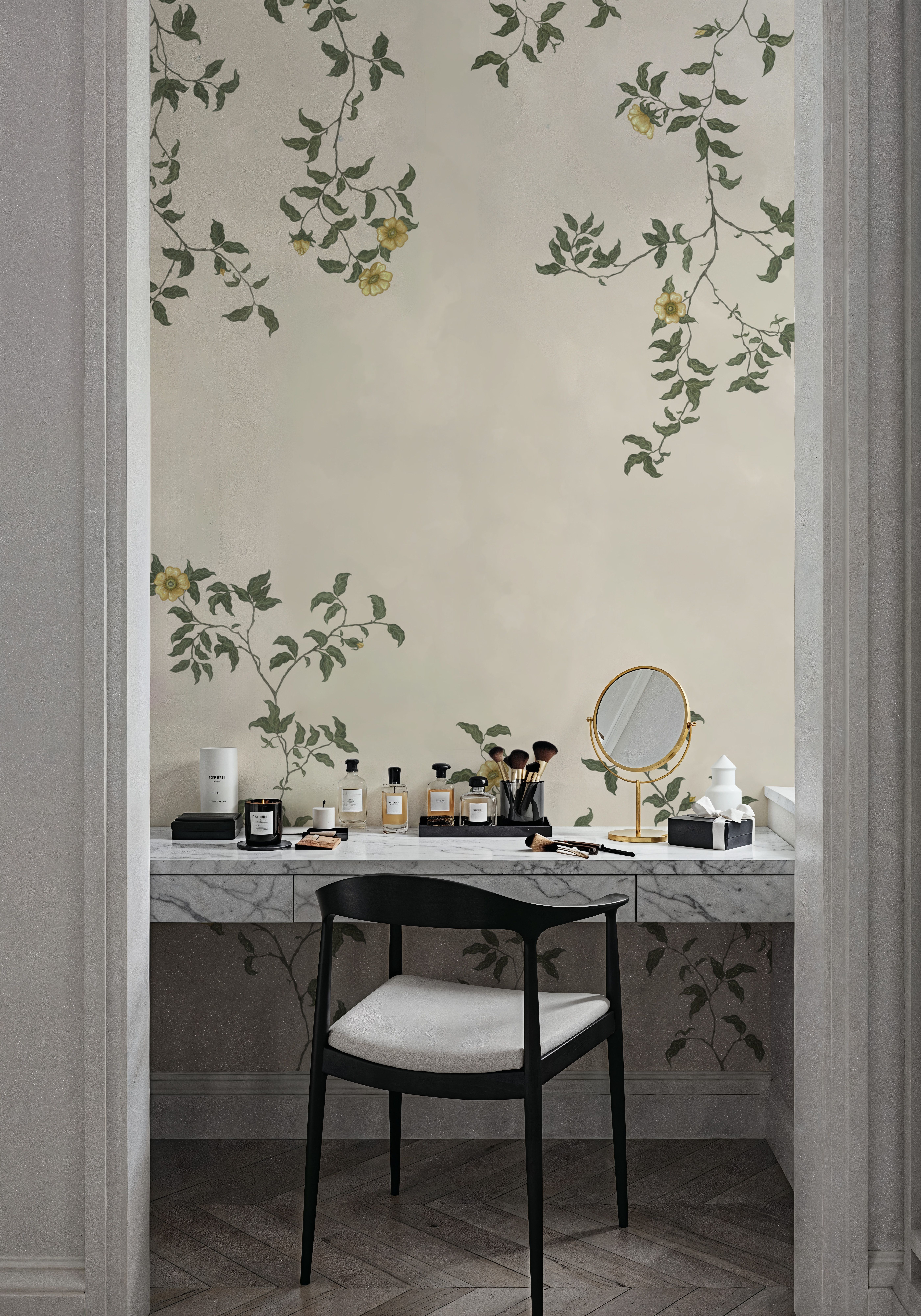 Rambling Rose, Mustard on Cream