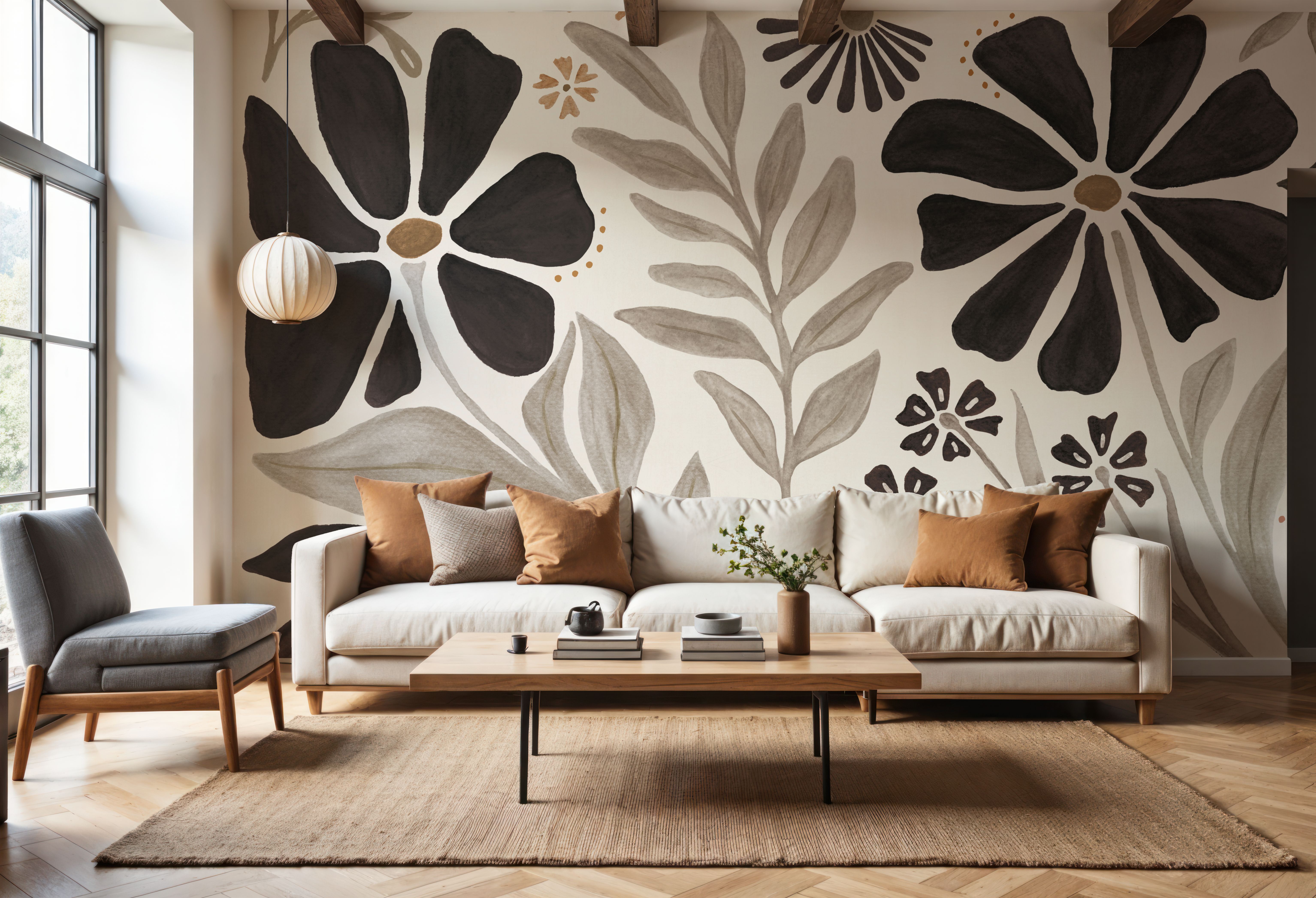 Modern Petals Neutral, Wallpaper