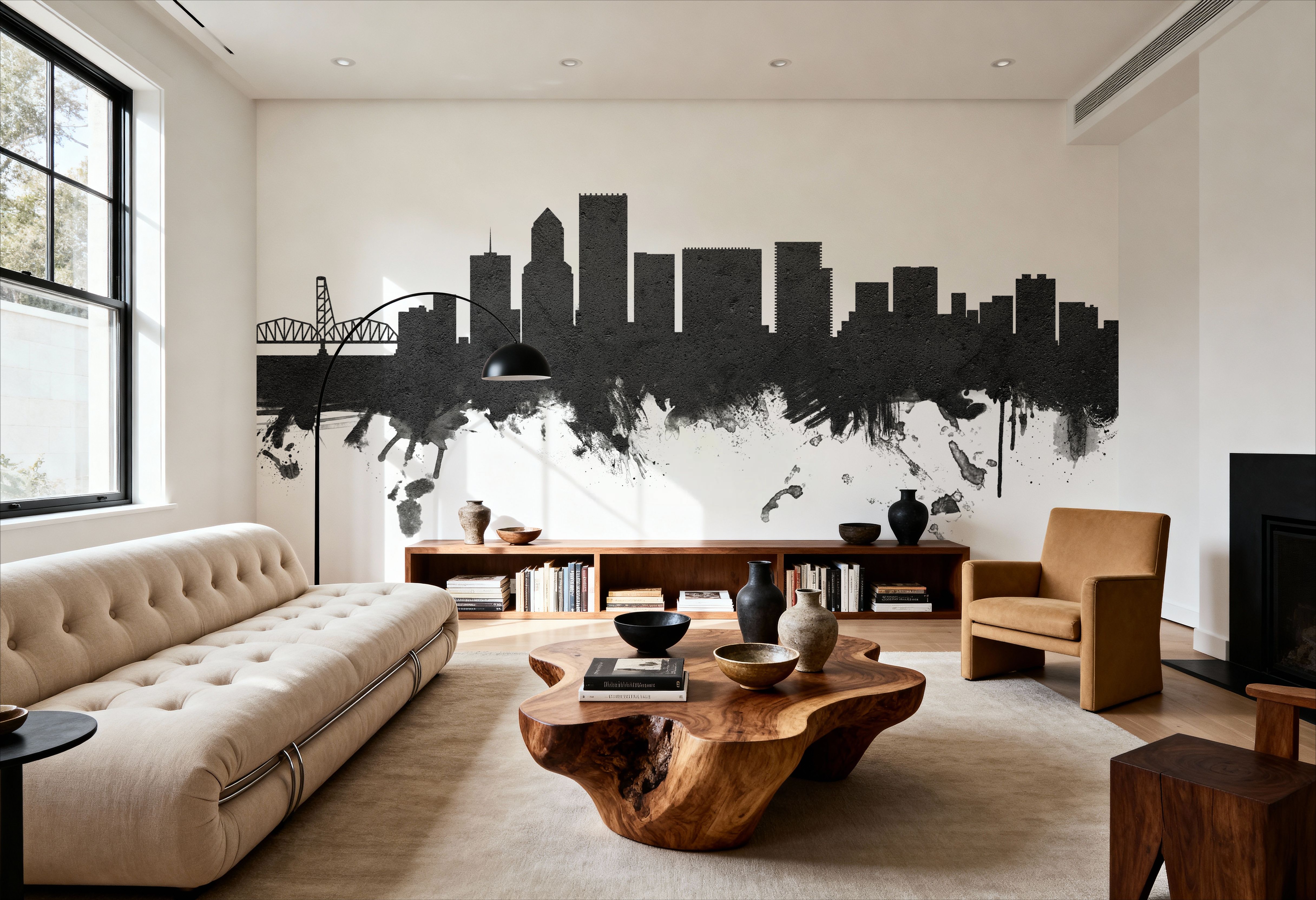 Portland Oregon Skyline Black & White, Wallpaper