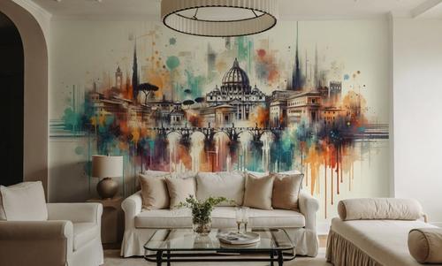 Watercolor Skyline Rome II