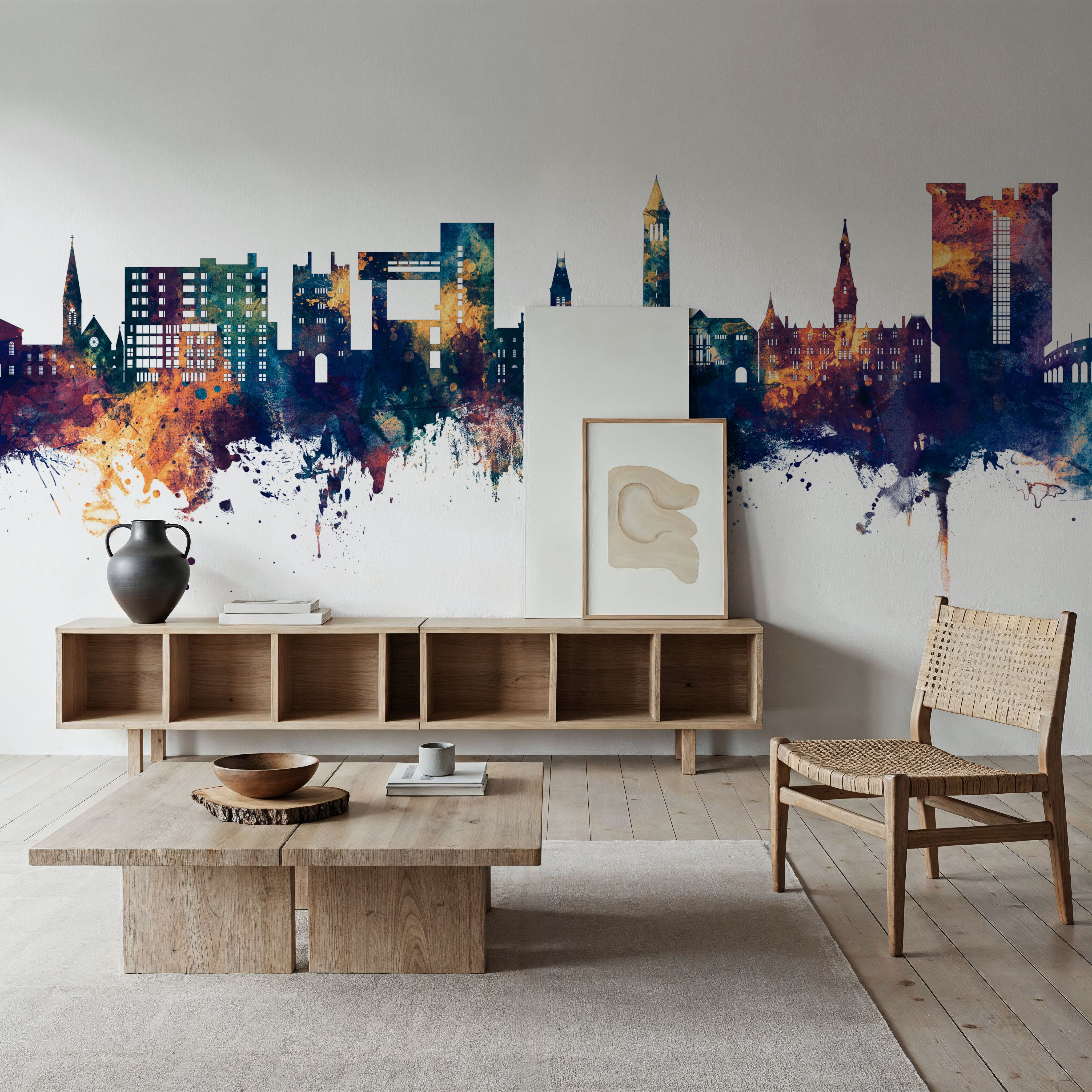 Ithaca New York Skyline Blue & Bronze