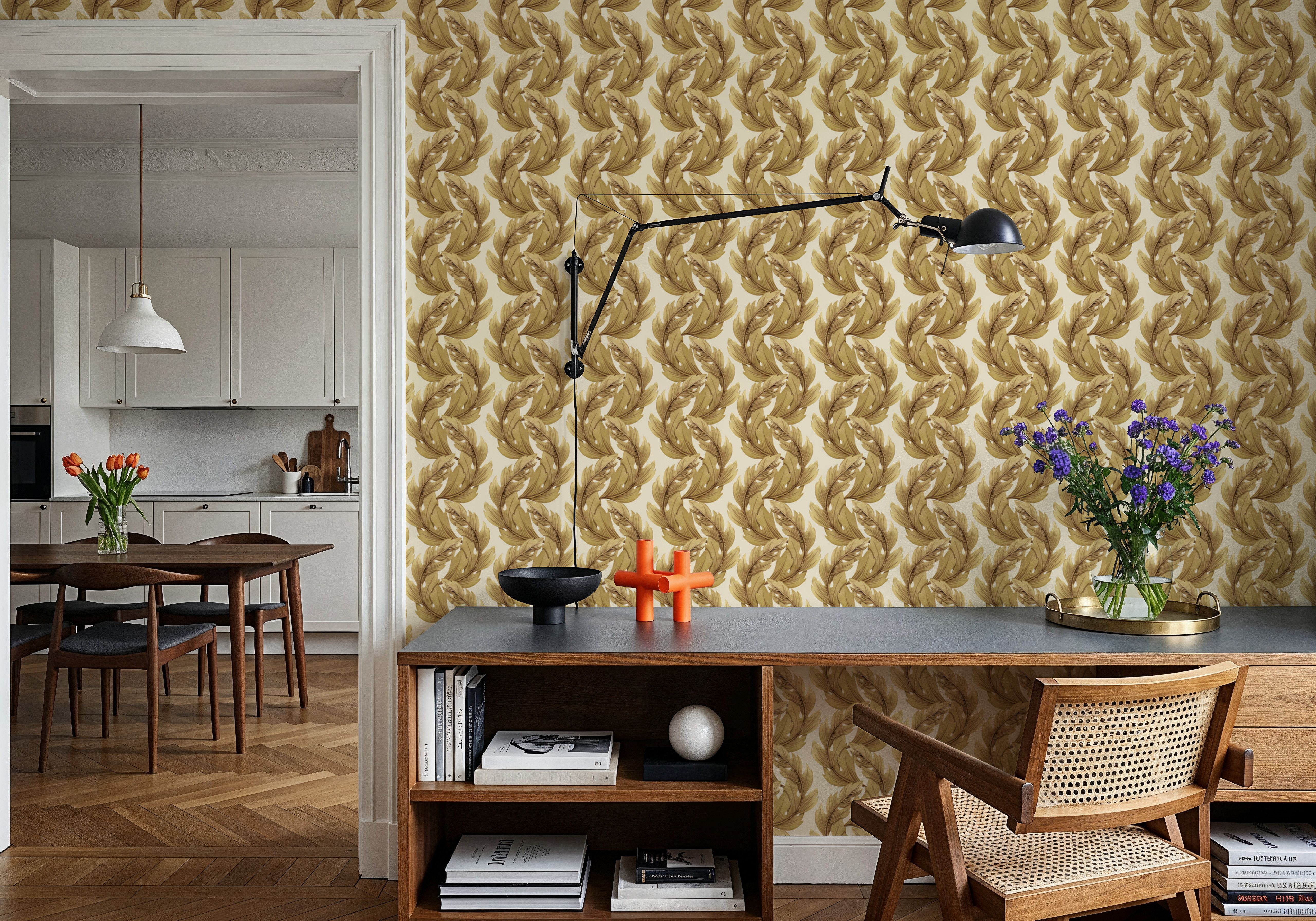 Verdant Plume, Sunflower, Wallpaper