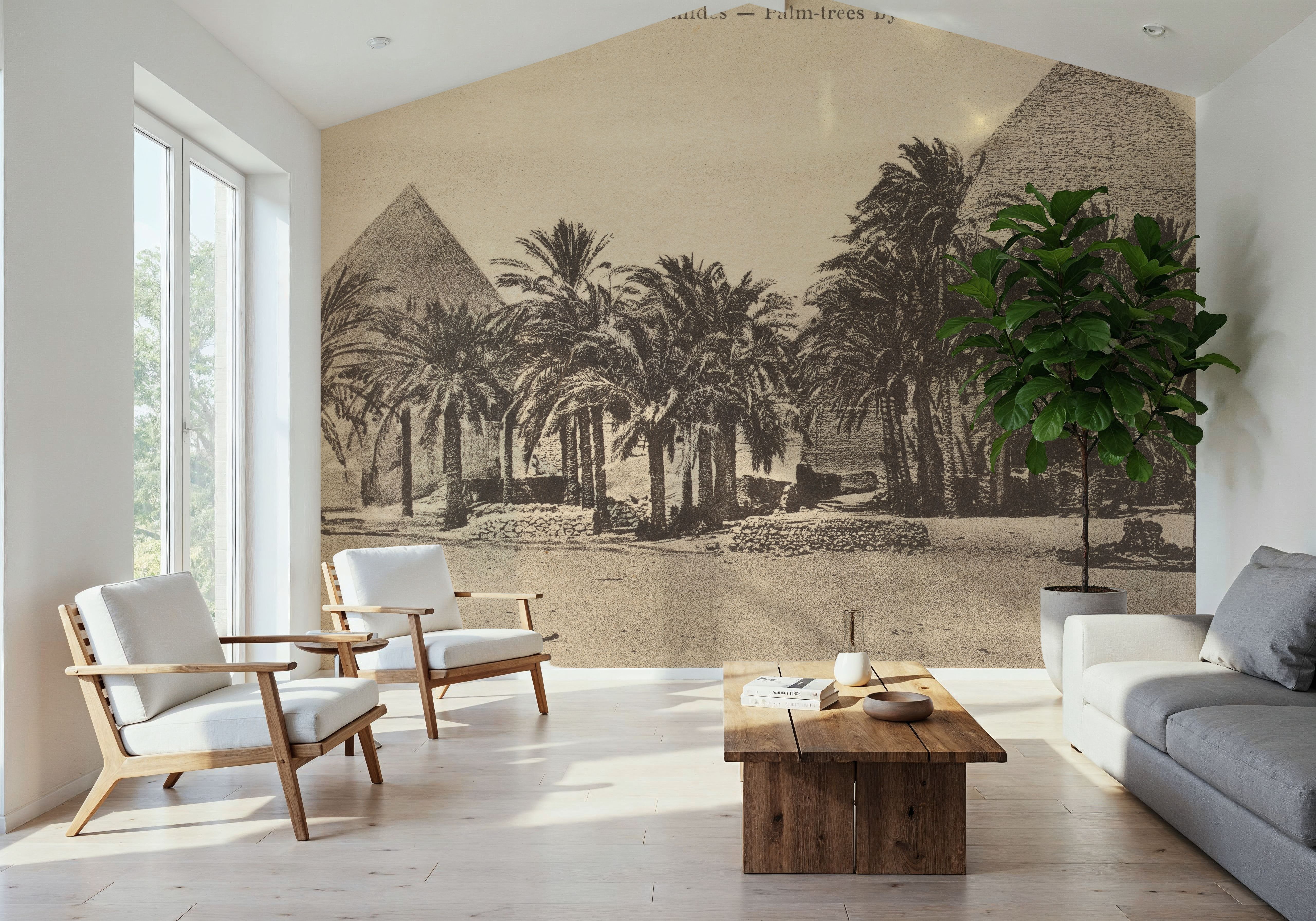 Pyramid Palmtrees Postcard - Screenprint, Papier peint