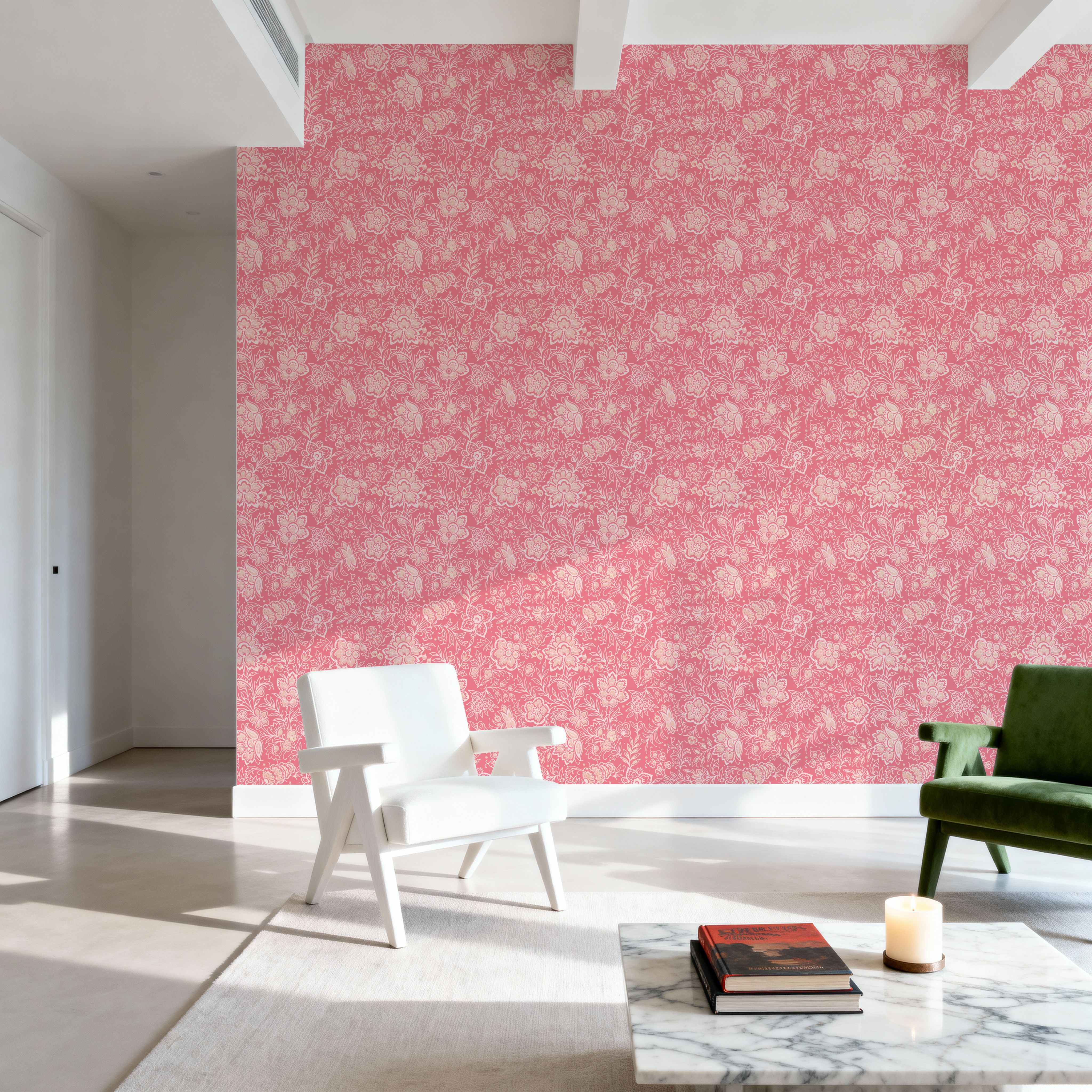 Kala Flowers White on Red