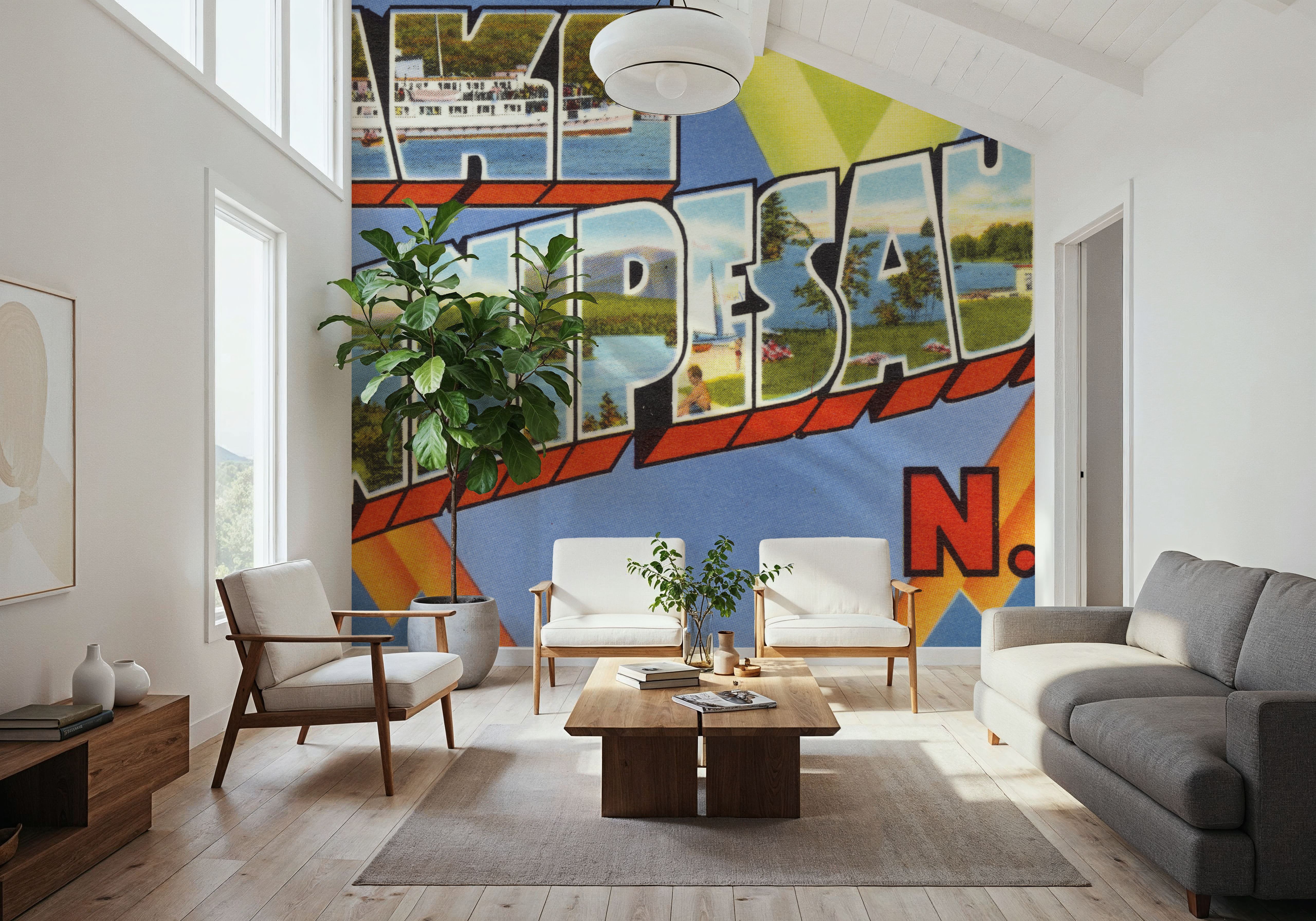 Greetings from Lake Winnipesaukee - Screenprint Postcard