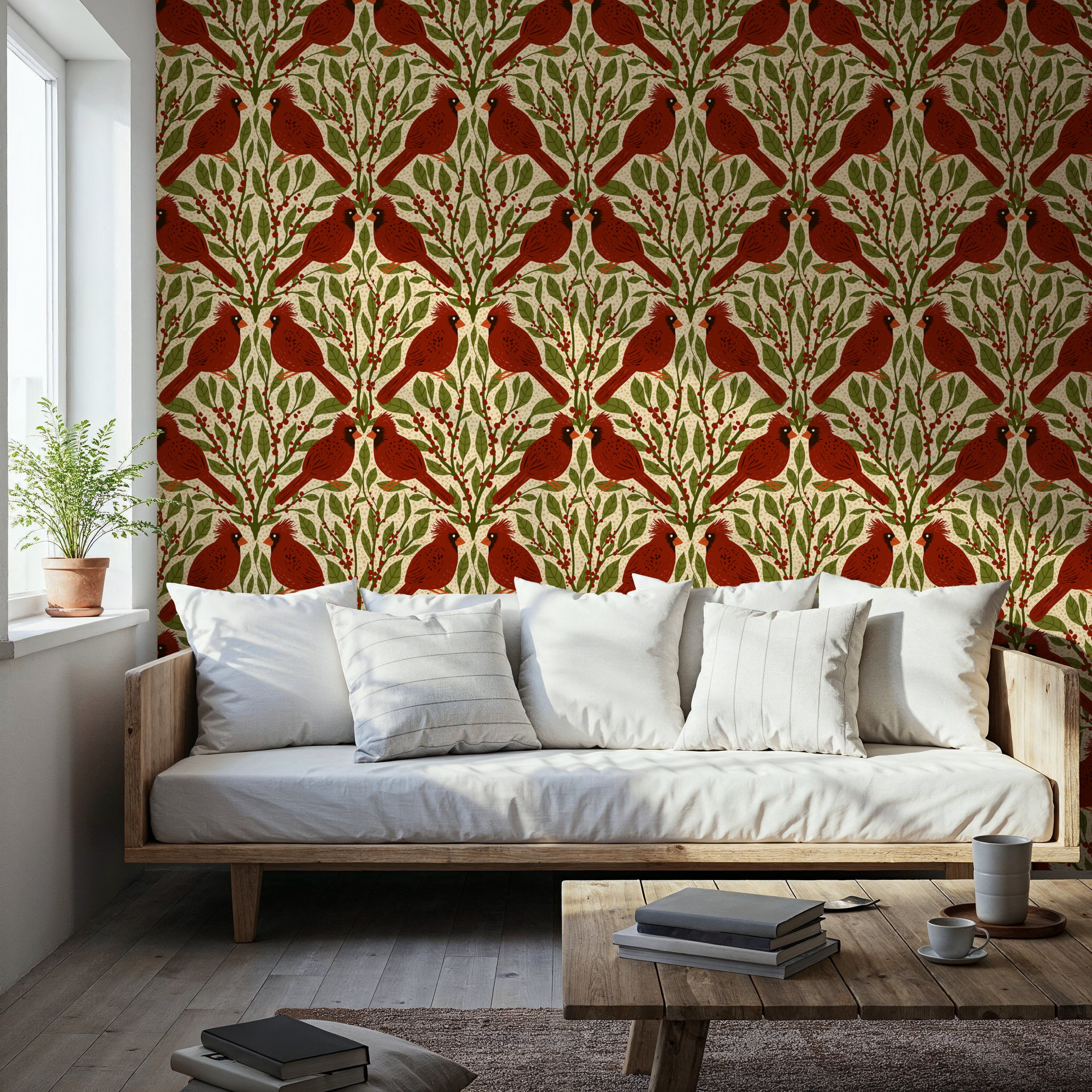 Cardinals & Winterberries, Vintage