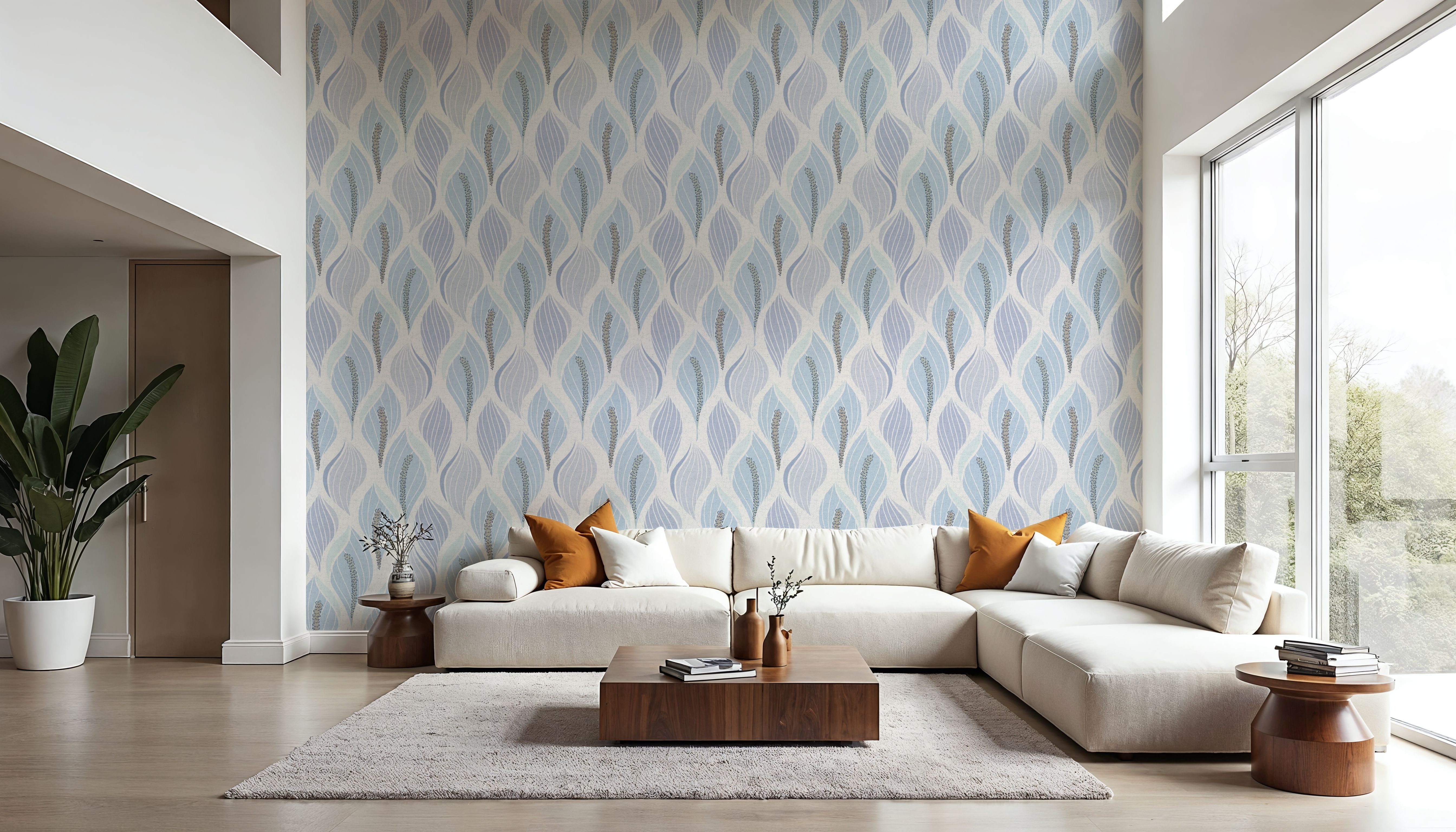 Minimalistic Flow Peace Lily, Soft Blue