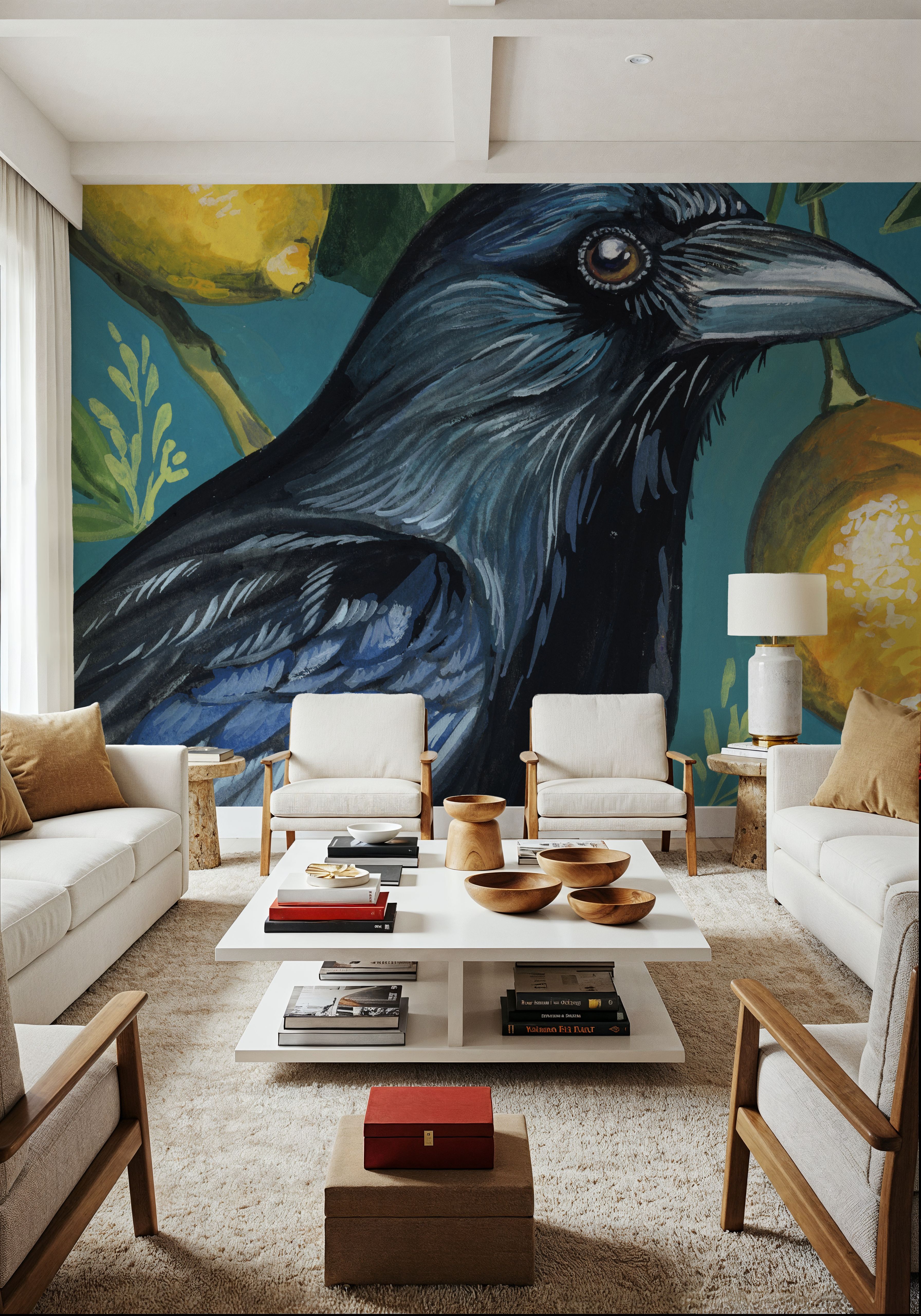 Crow With Lemon Backdrop