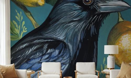 Crow With Lemon Backdrop