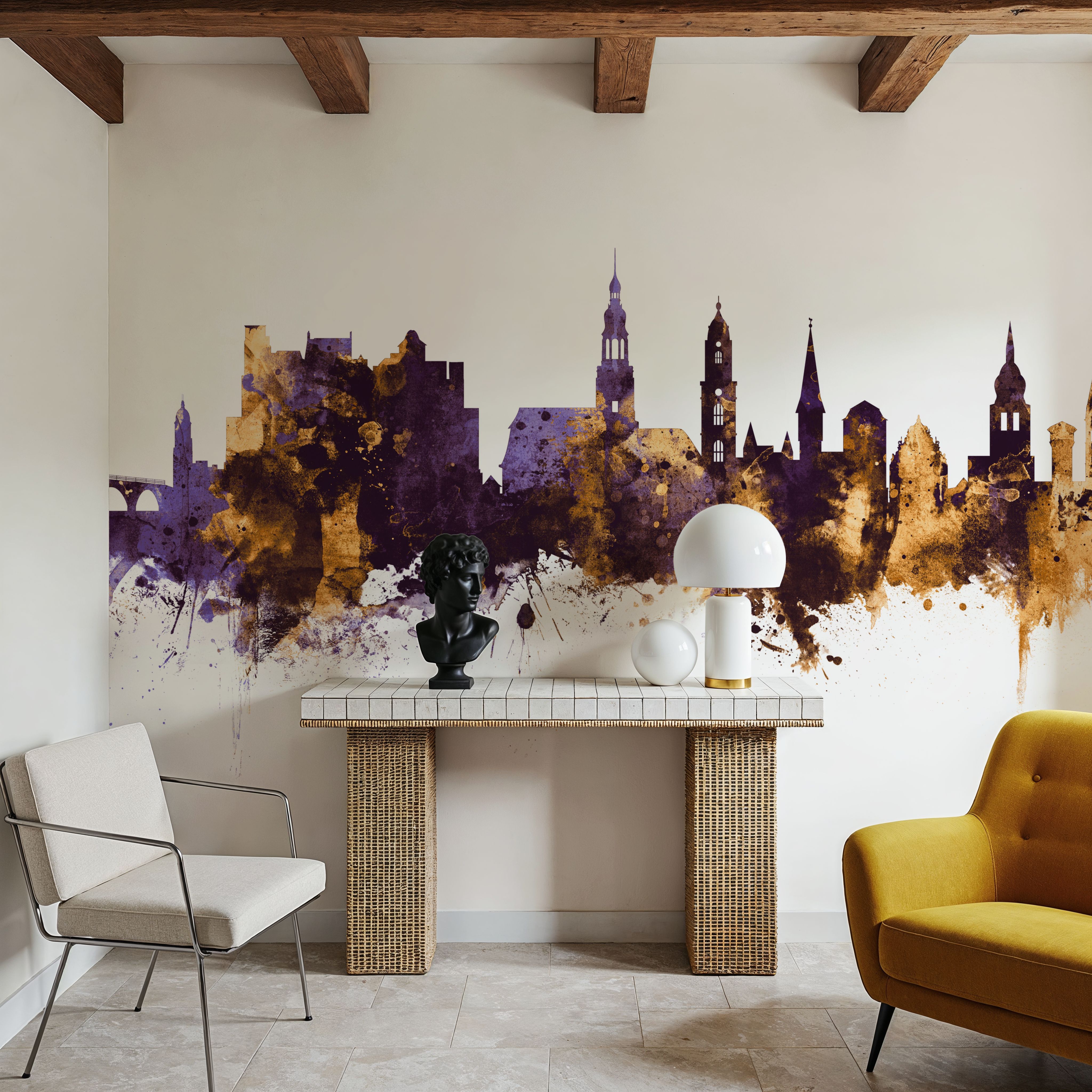 Heidelberg Germany Skyline Purple & Gold