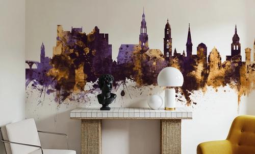 Heidelberg Germany Skyline Purple & Gold