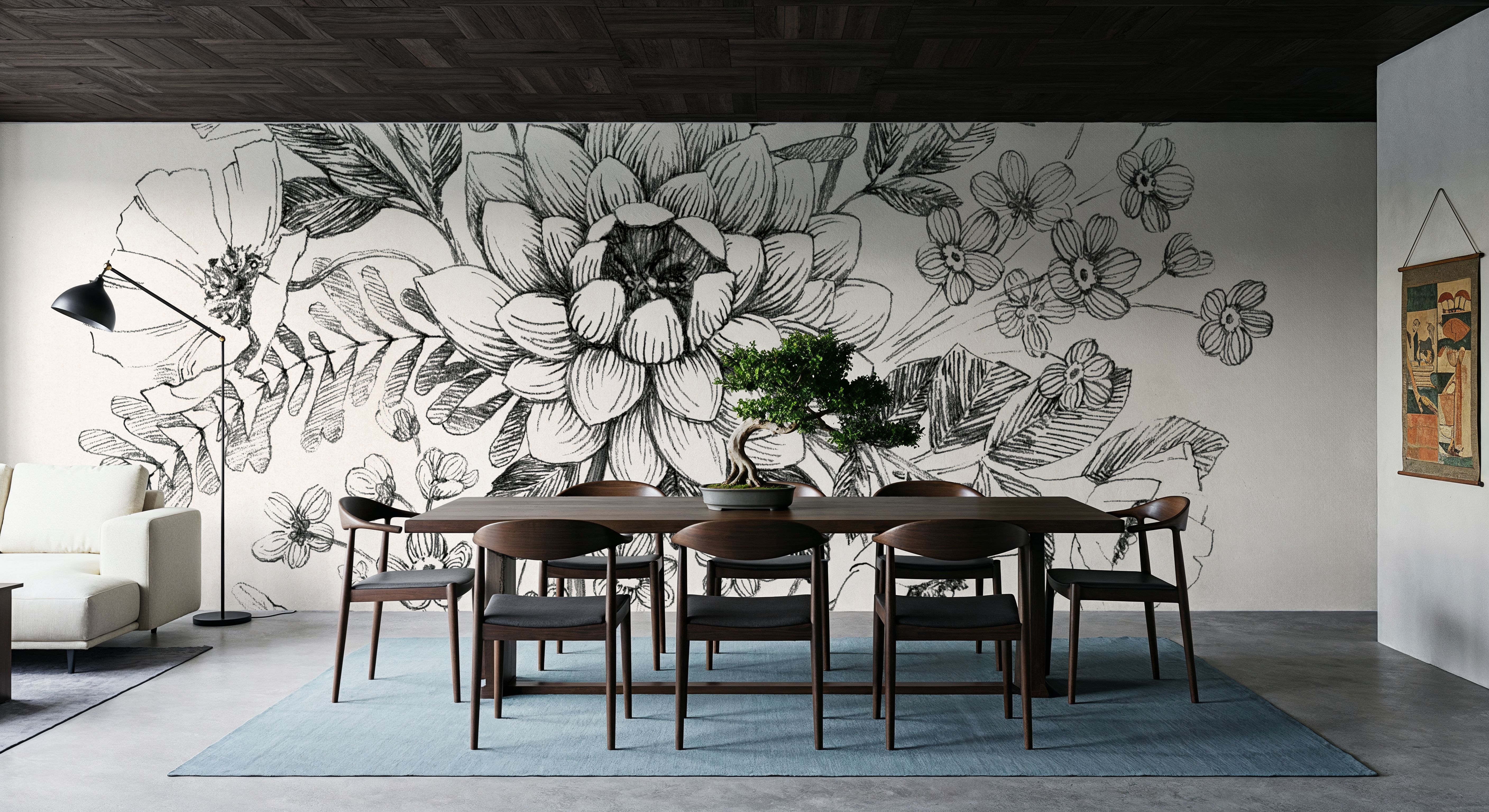 Flora Toile VIII, Wallpaper