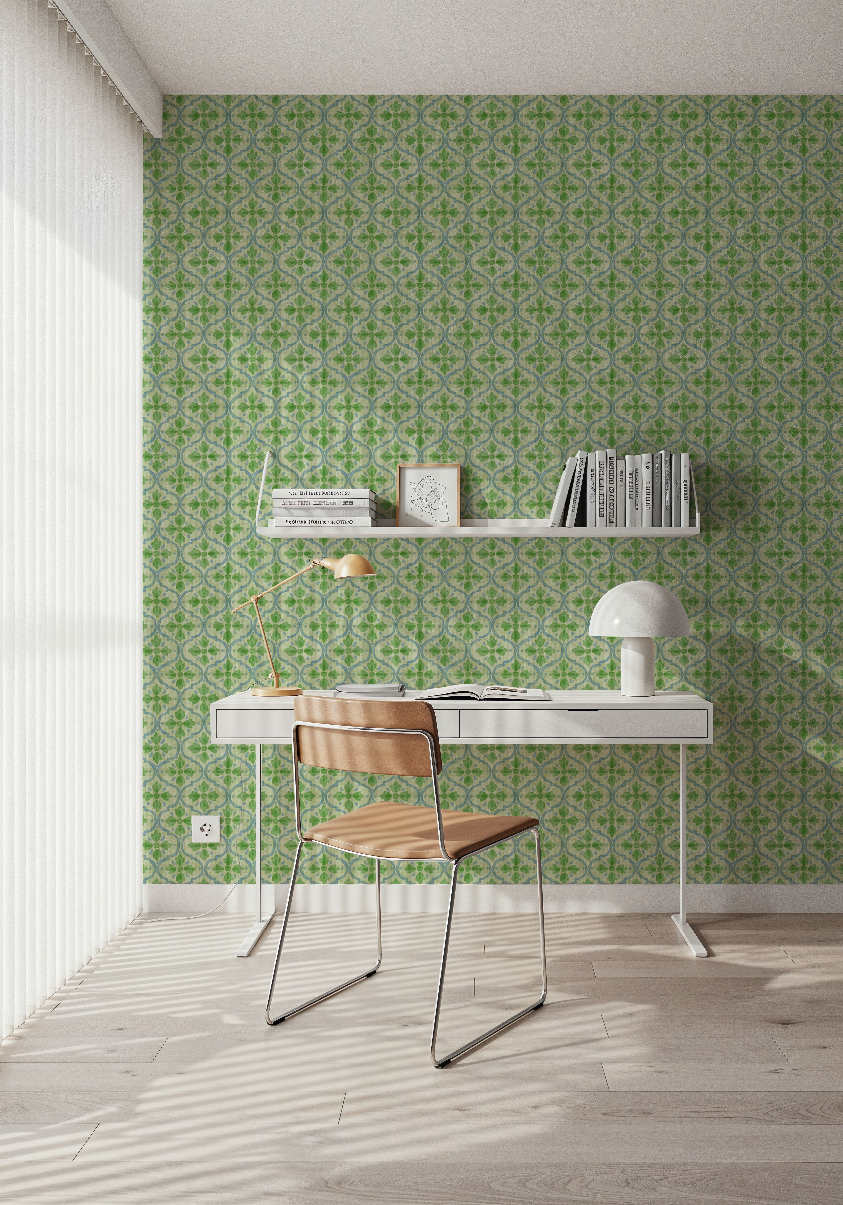 Quatrefoil Watercolor Trellis, Fresh Green