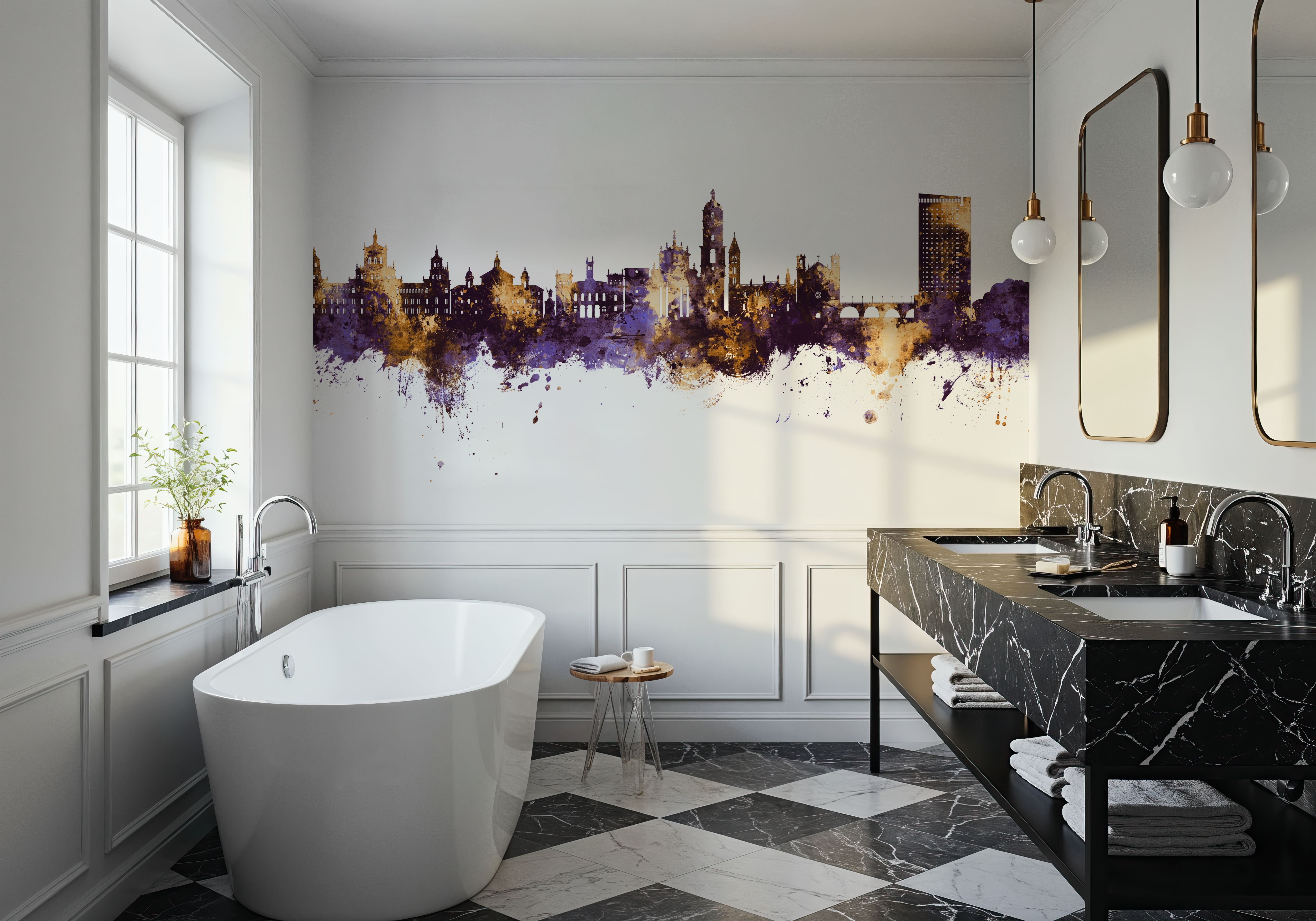 Valladolid Spain Skyline Purple & Gold