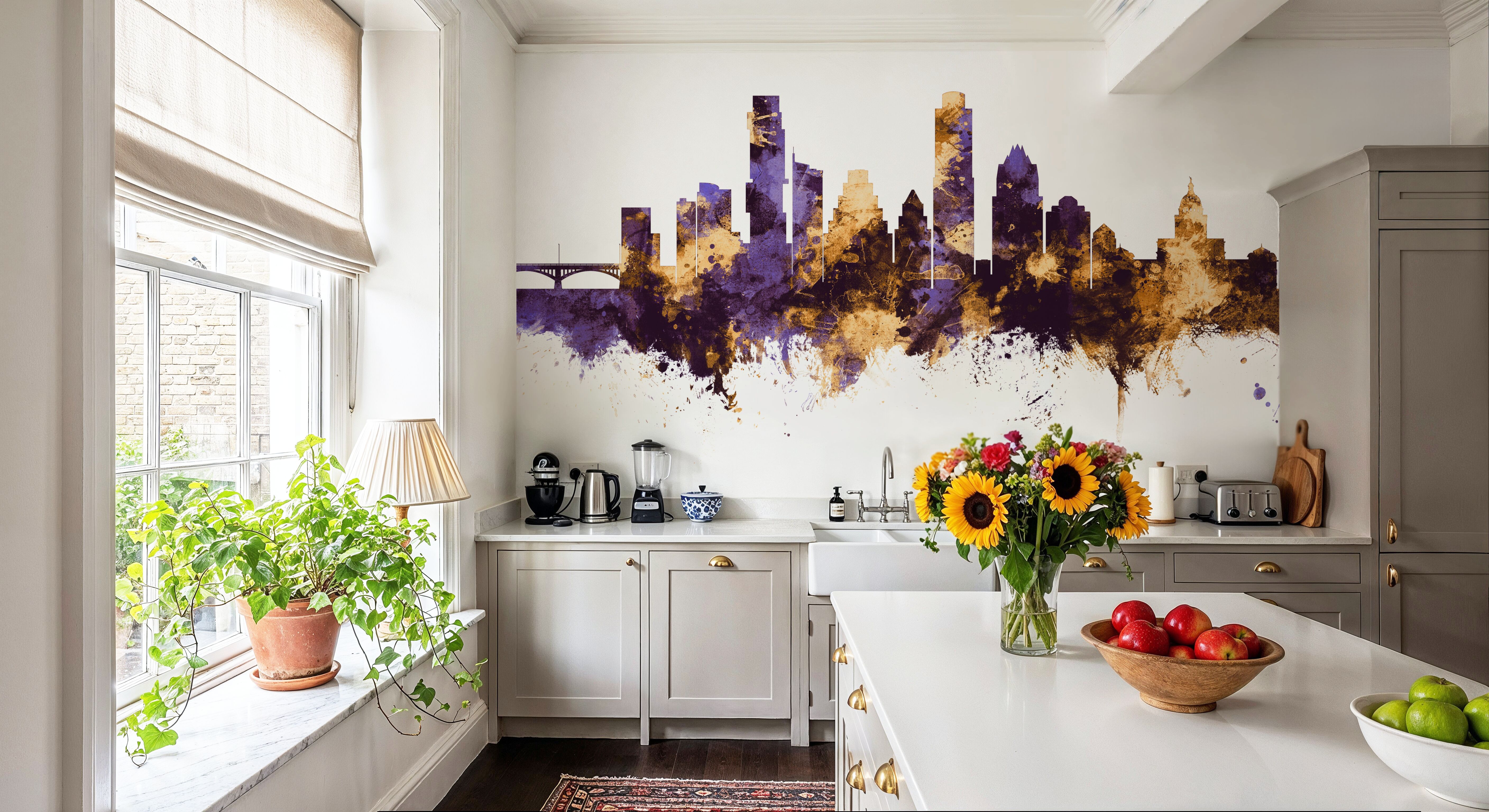 Austin Texas Skyline Purple & Gold
