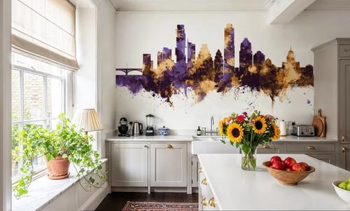 Austin Texas Skyline Purple & Gold