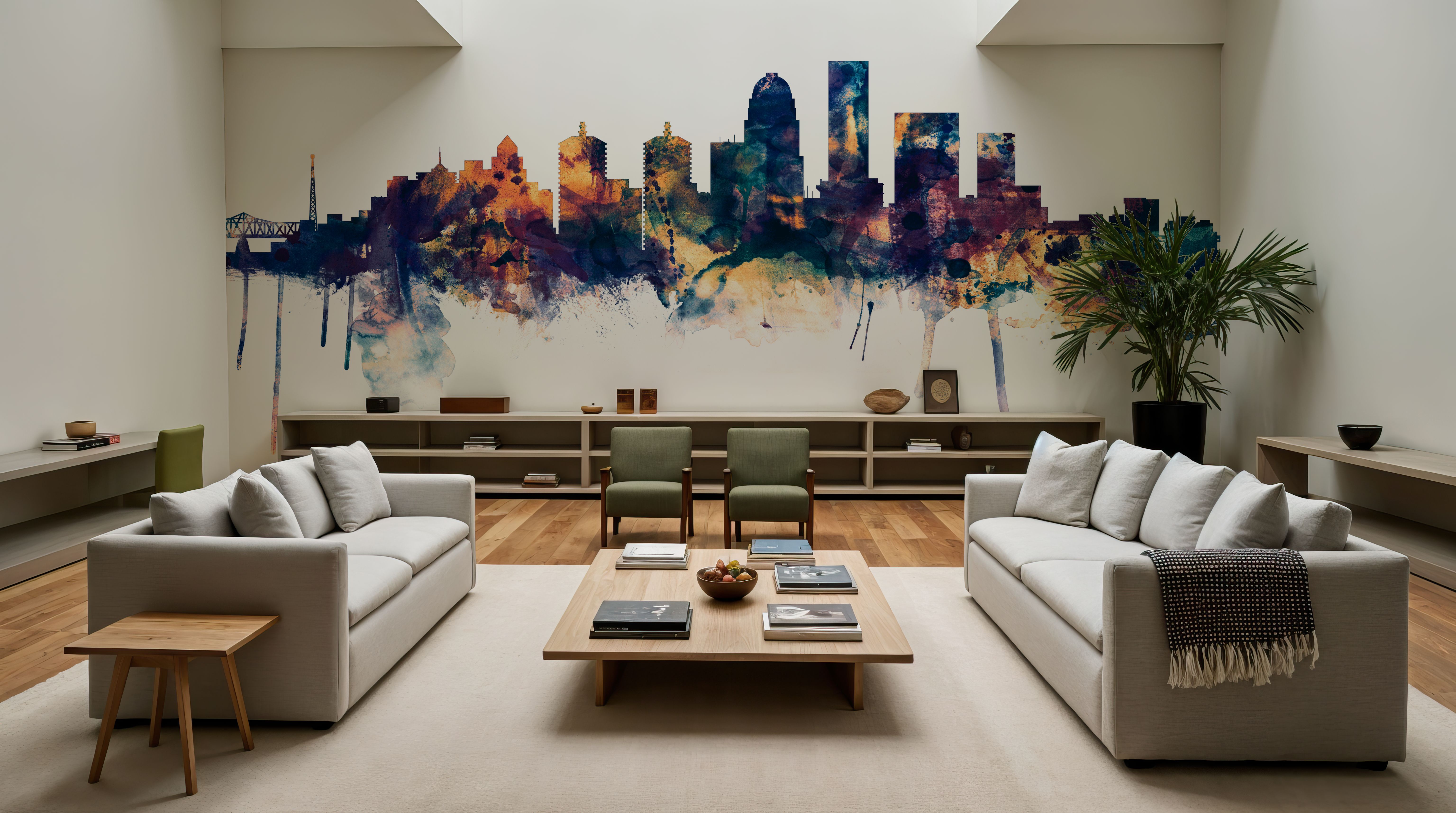 Louisville Kentucky Skyline Blue & Bronze, Wallpaper