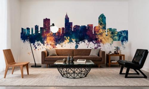 Raleigh North Carolina Skyline Blue & Bronze