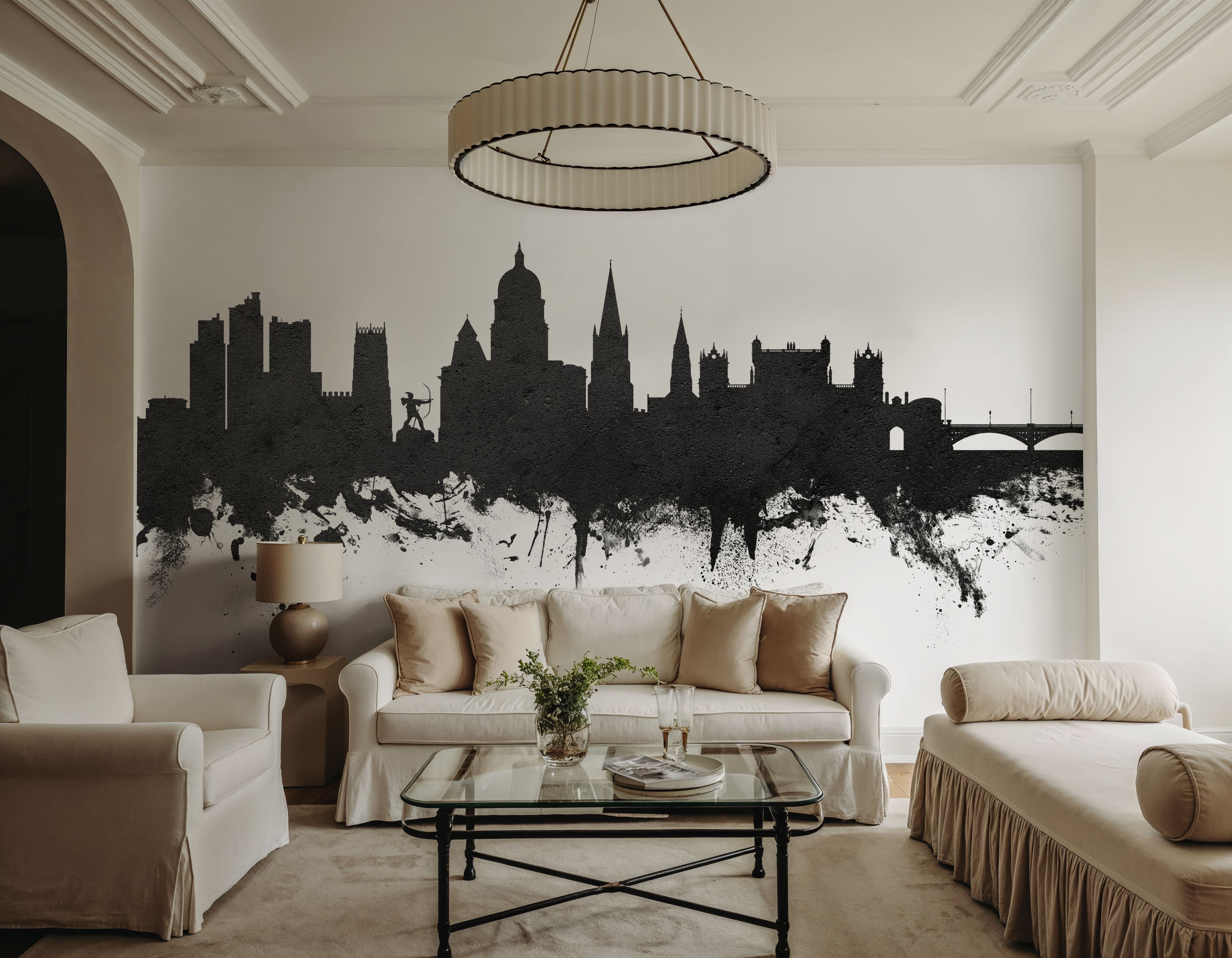 Nottingham England Skyline Black & White