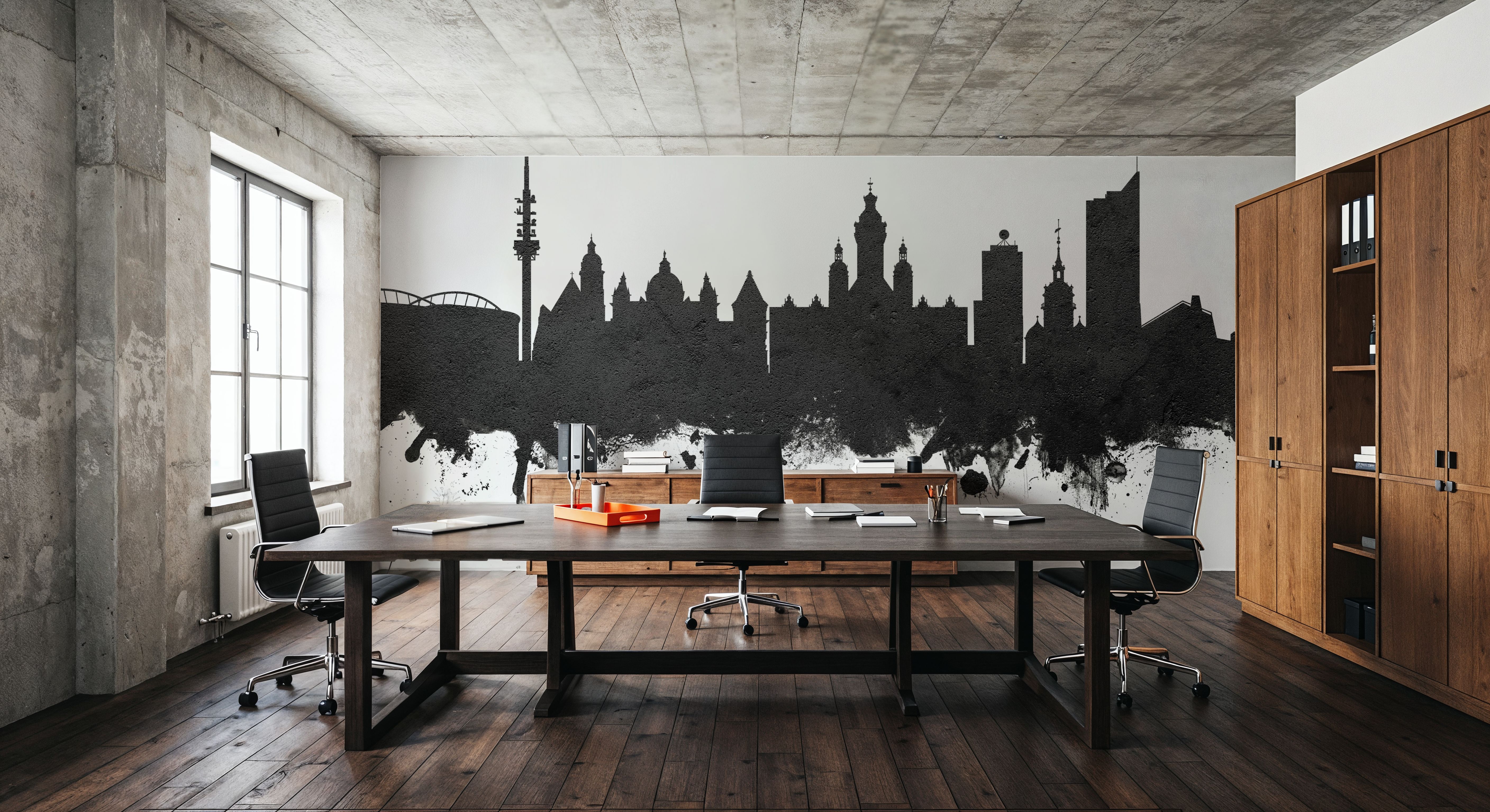 Leipzig Germany Skyline Black & White