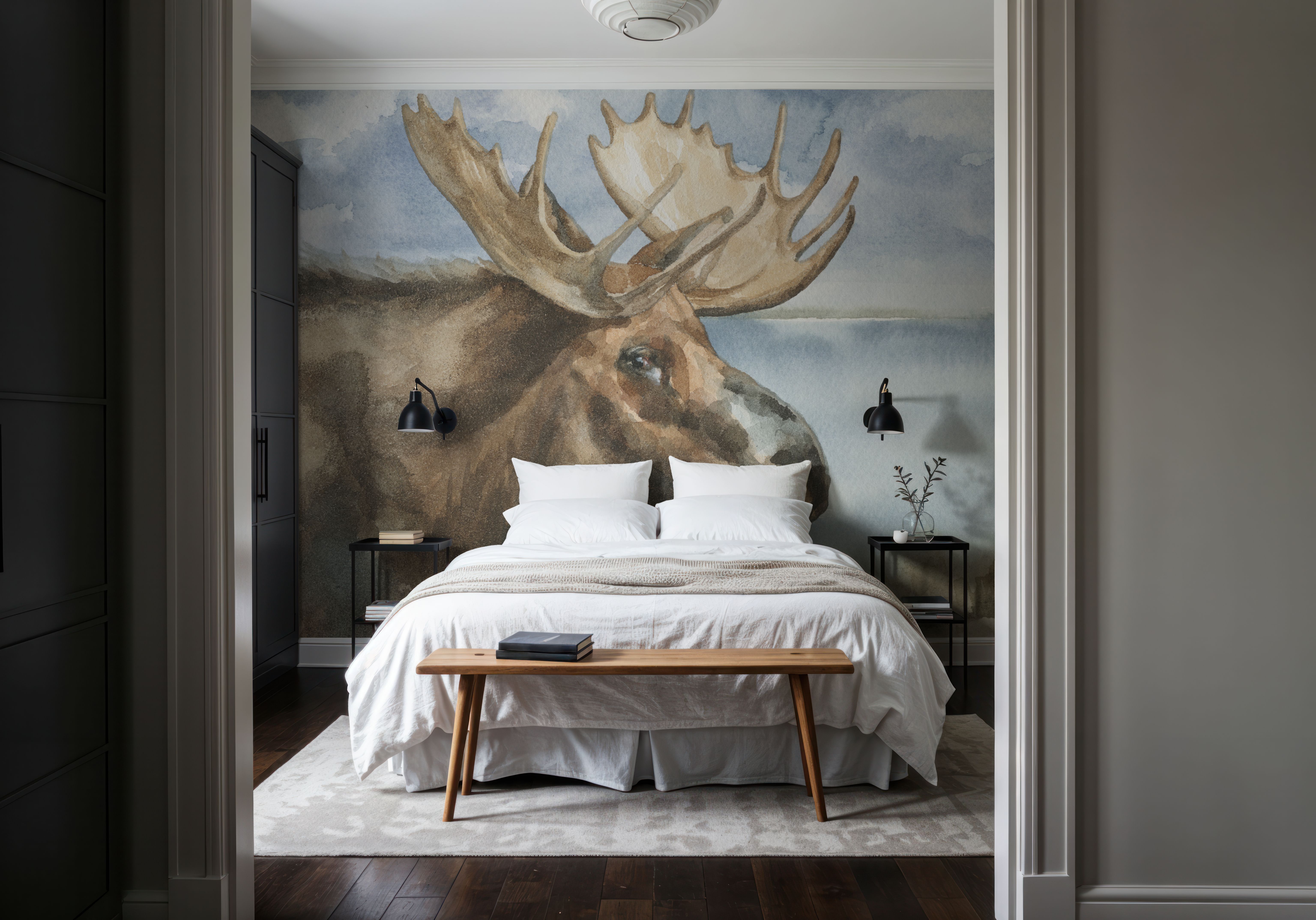 Moose by Lake, Papel pintado