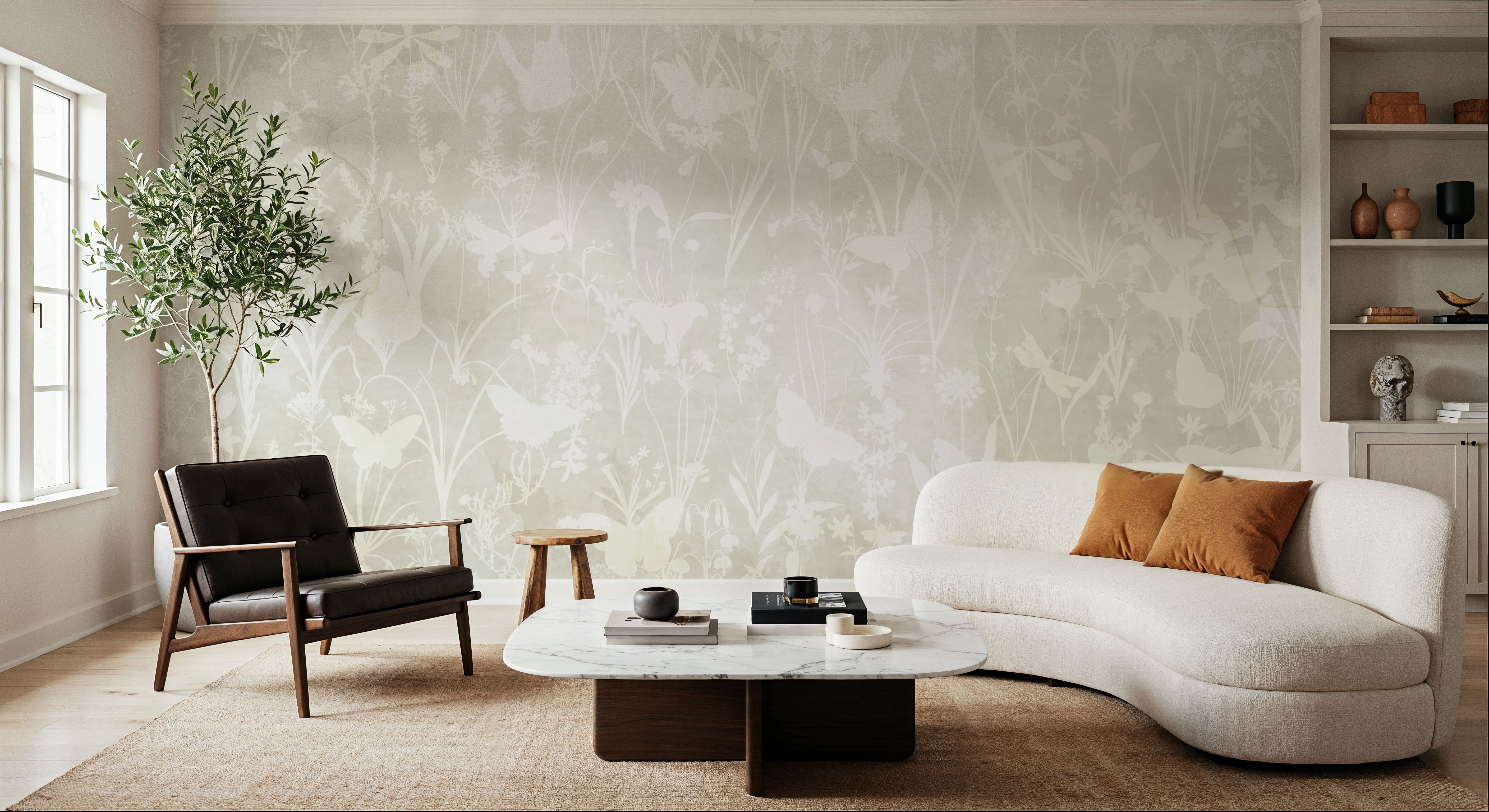 Herbals and Butterflies Double Silhouette Light Green