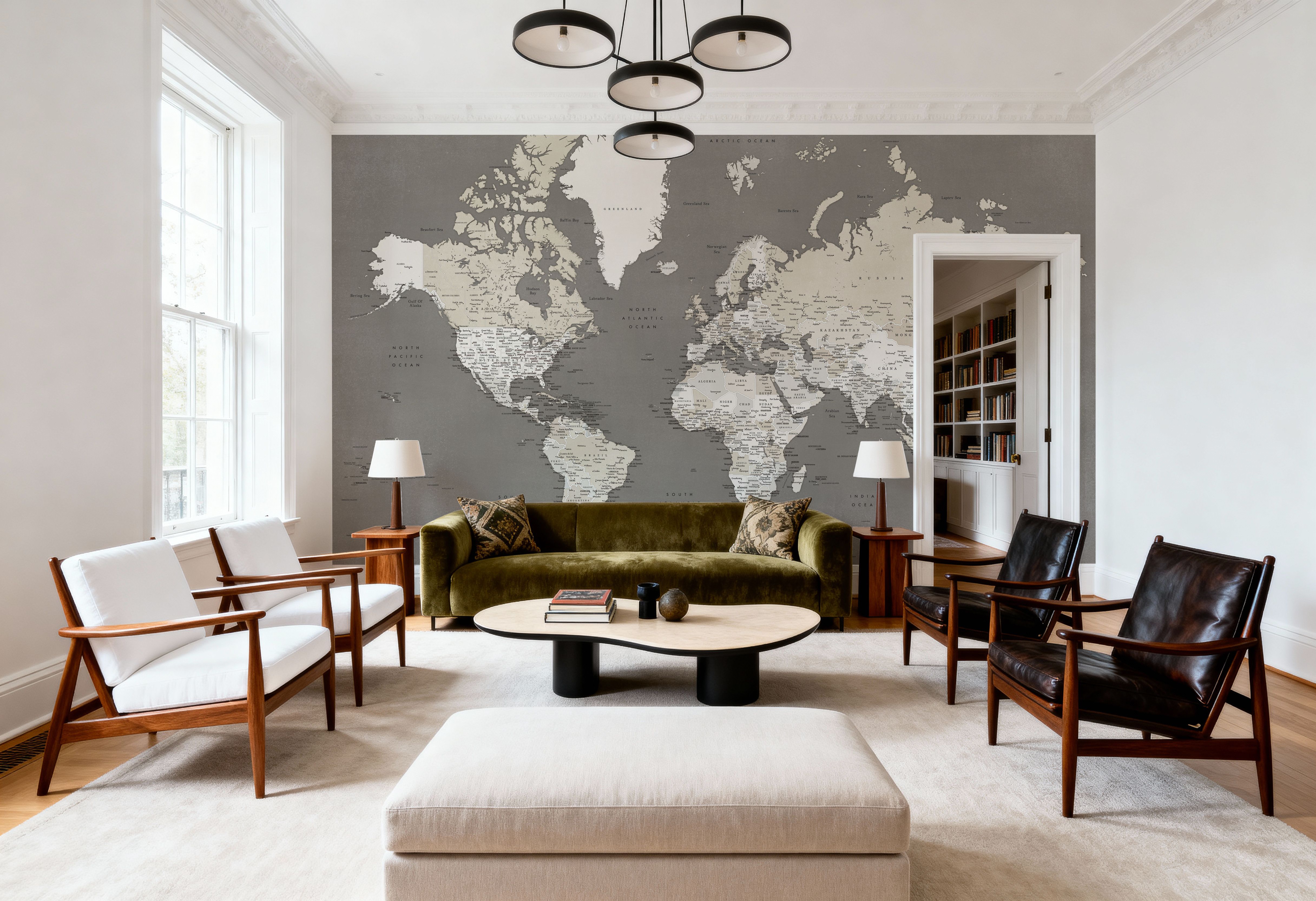 World Map Cities - Earthy