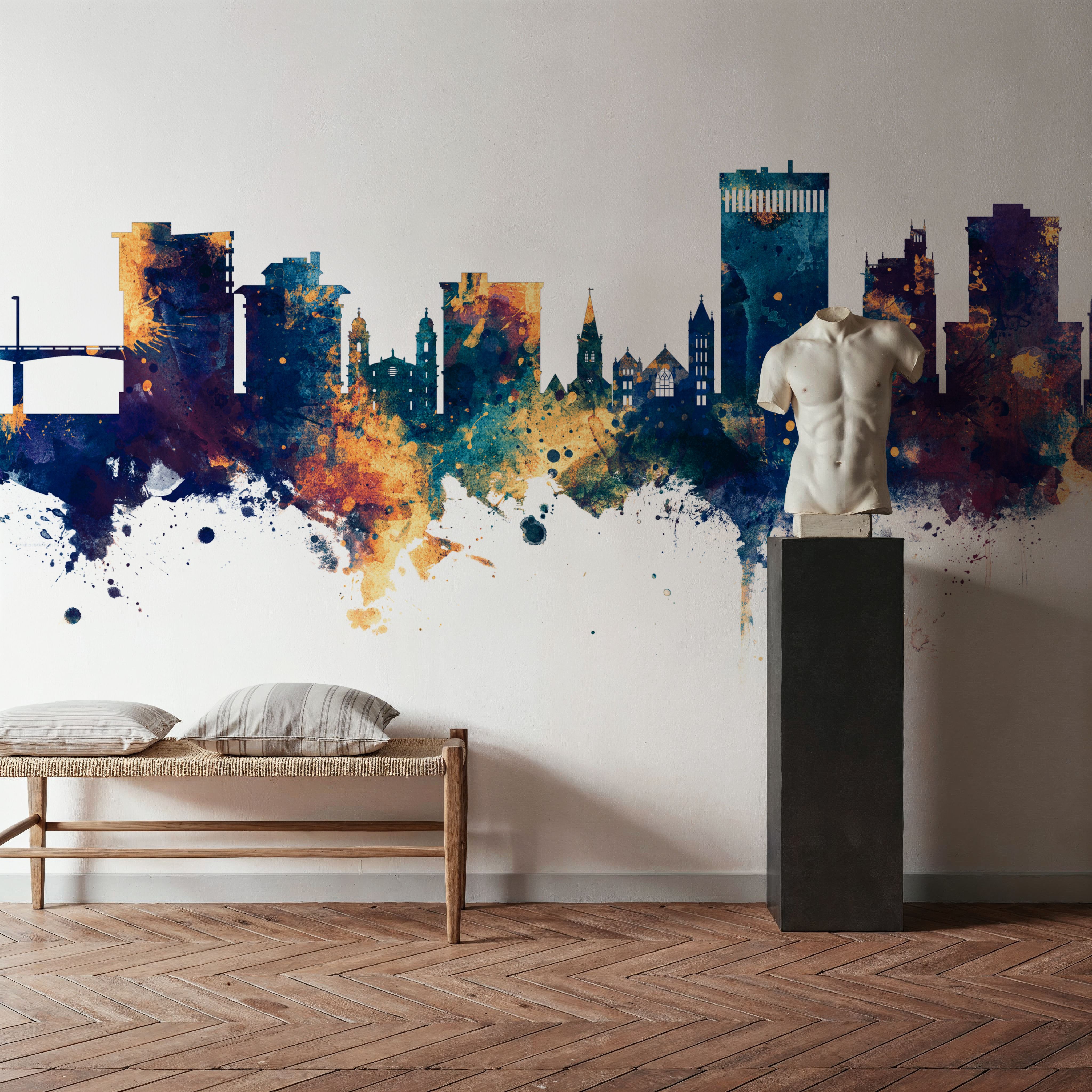 Asheville North Carolina Skyline Blue & Bronze