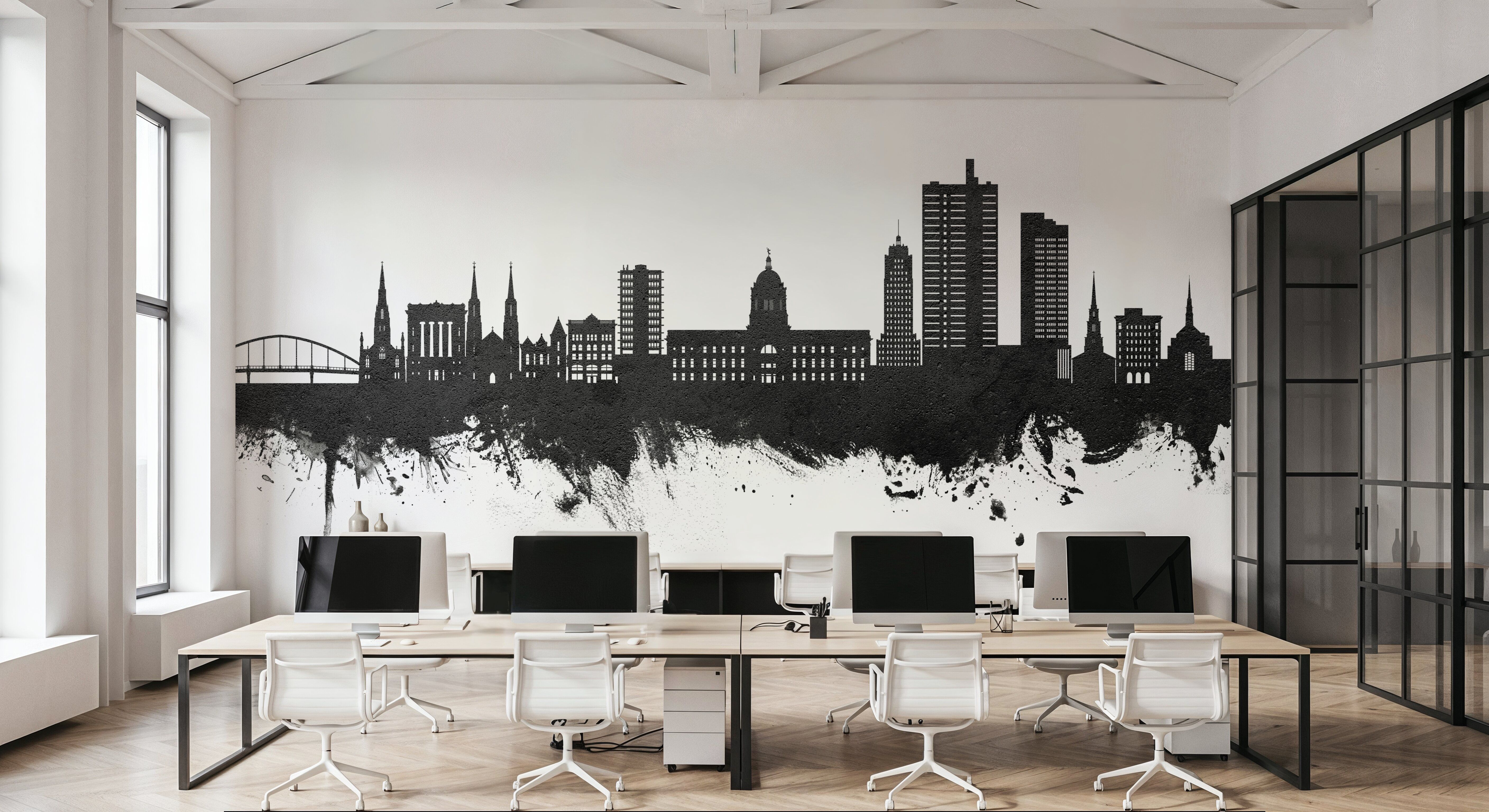 Fort Wayne Indiana Skyline Black & White
