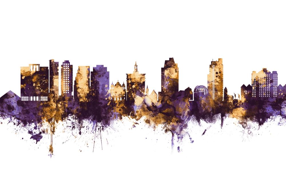 San Jose California Skyline Purple & Gold