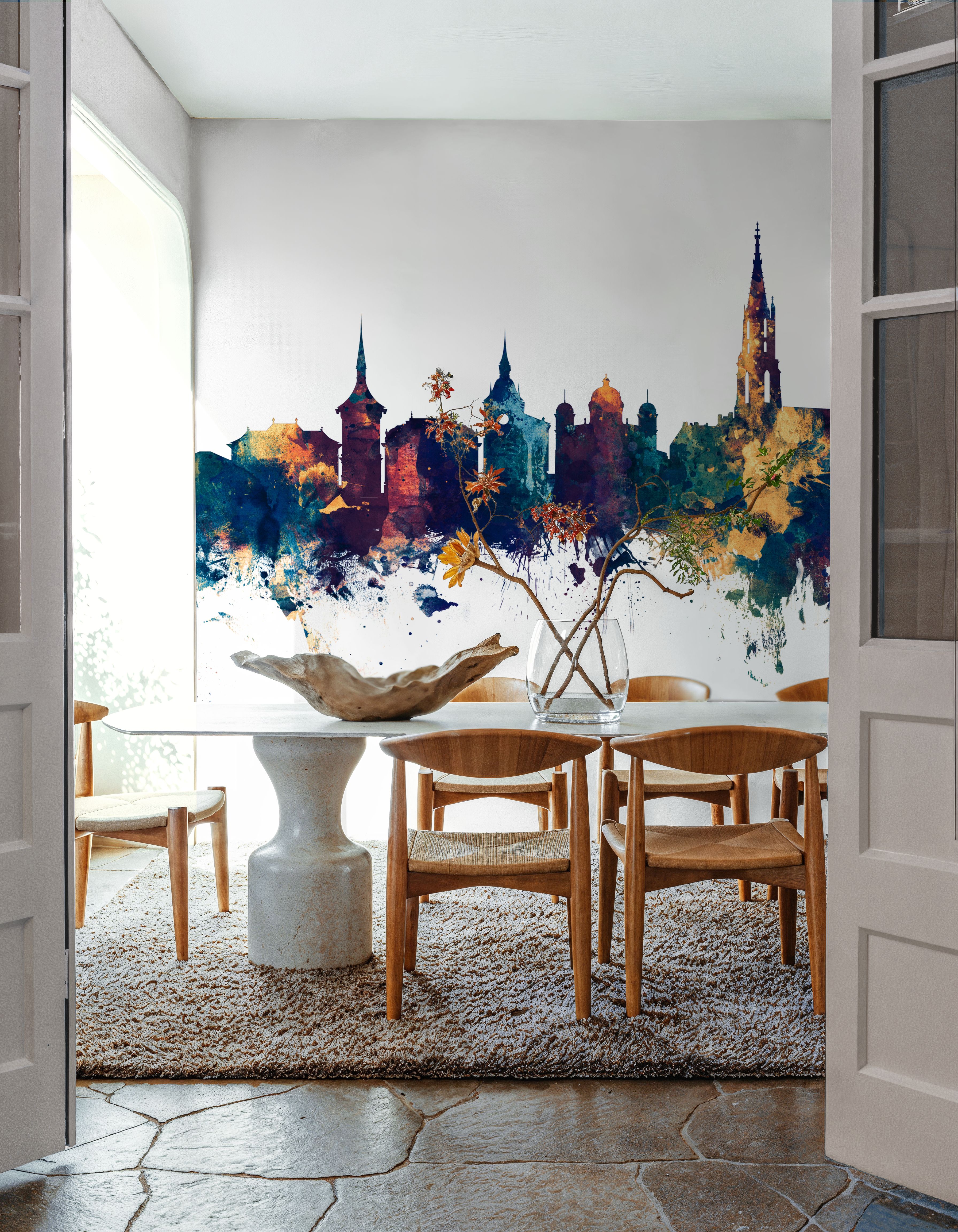 Bern Switzerland Skyline Blue & Bronze