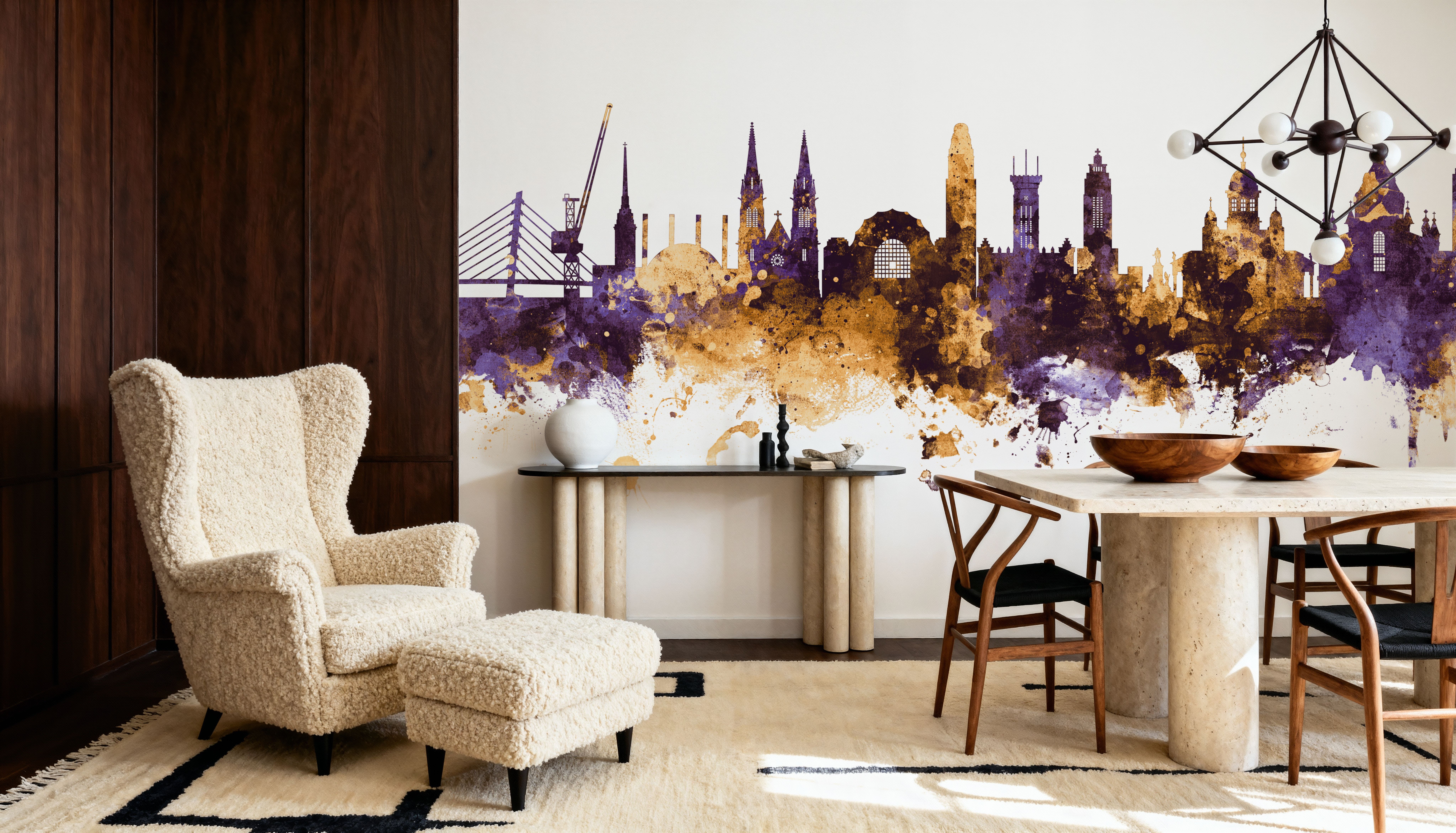 Helsinki Skyline Purple & Gold