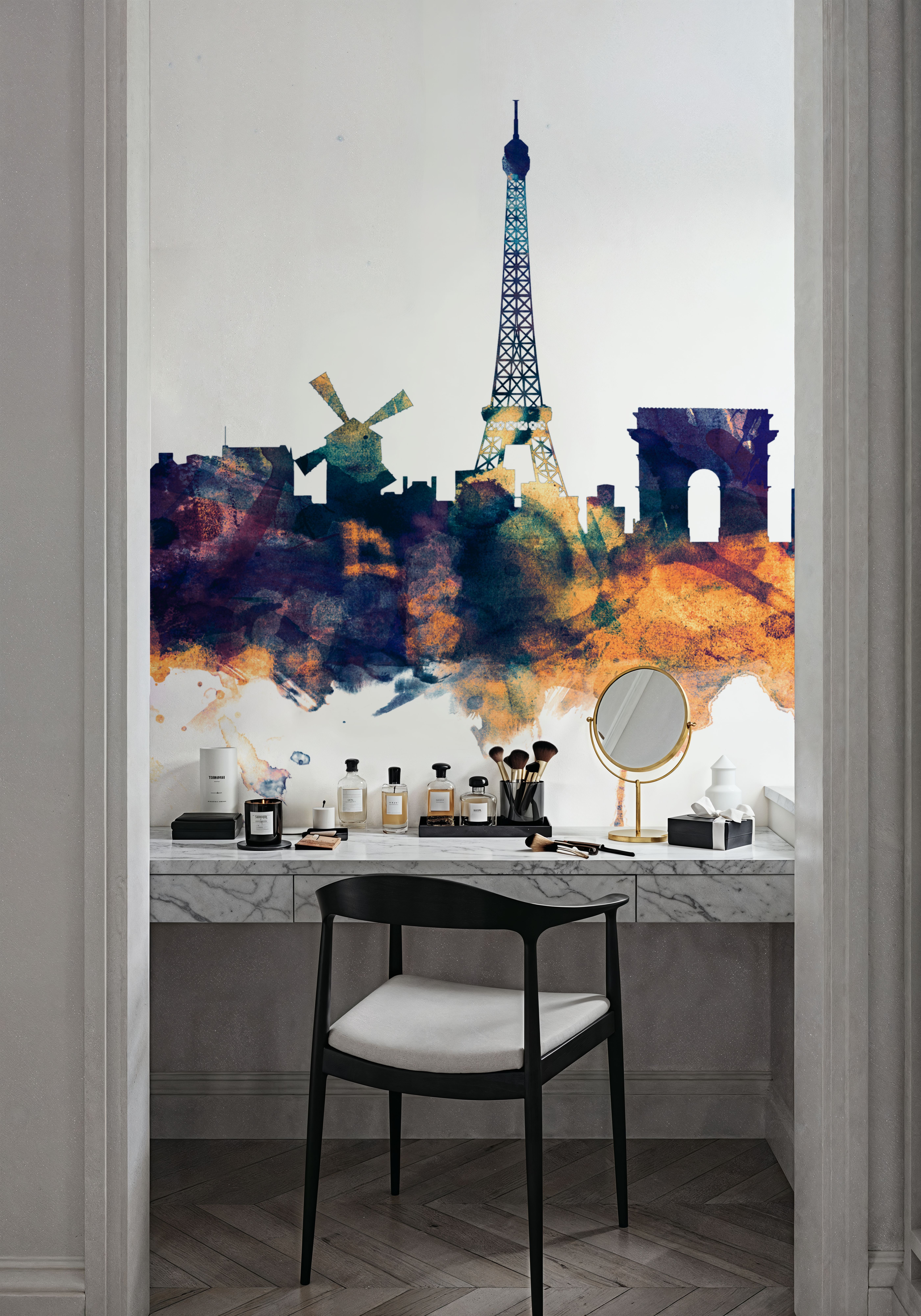 Paris Skyline Blue & Bronze